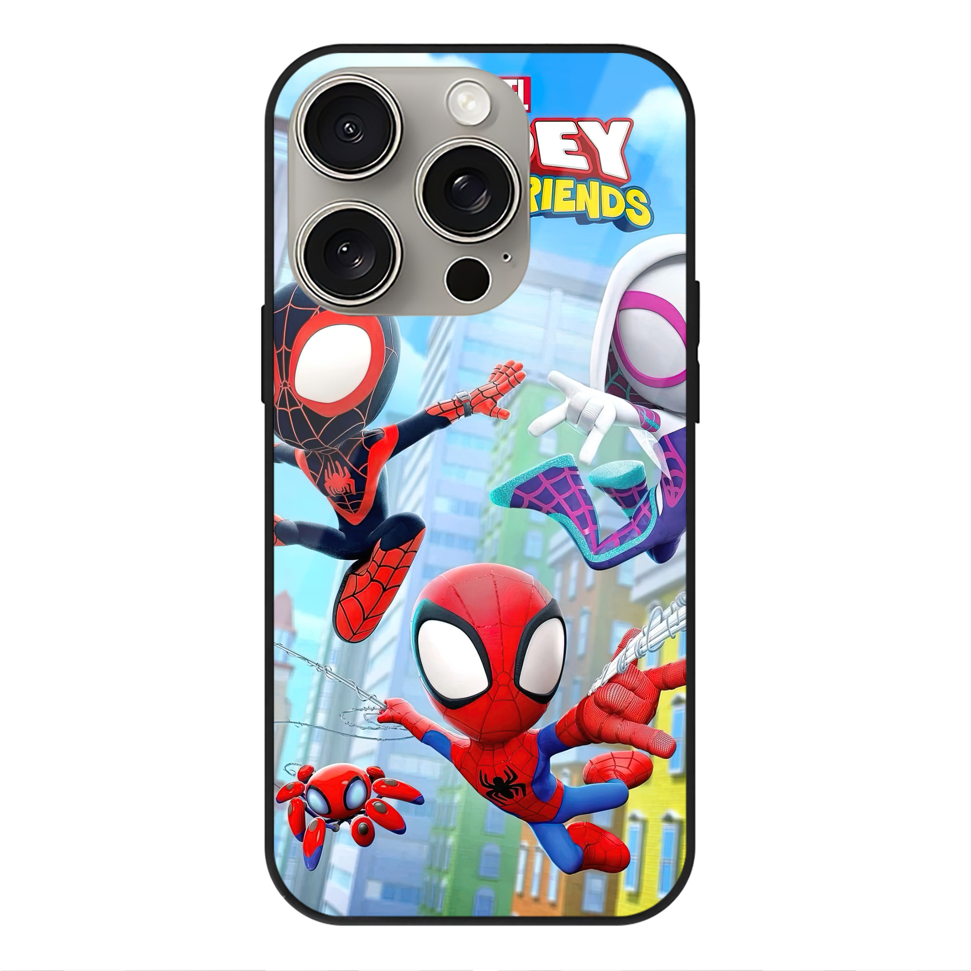 （画像用） Spider Man スパイダーマン 【iPhone15Pro対応】スマホケース 耐衝撃＆黄変防止 背面ガラス