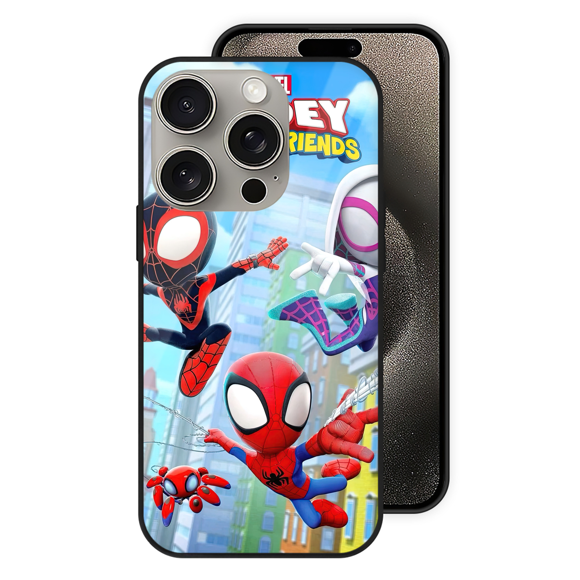 （画像用） Spider Man スパイダーマン 【iPhone15Pro対応】スマホケース 耐衝撃＆黄変防止 背面ガラス