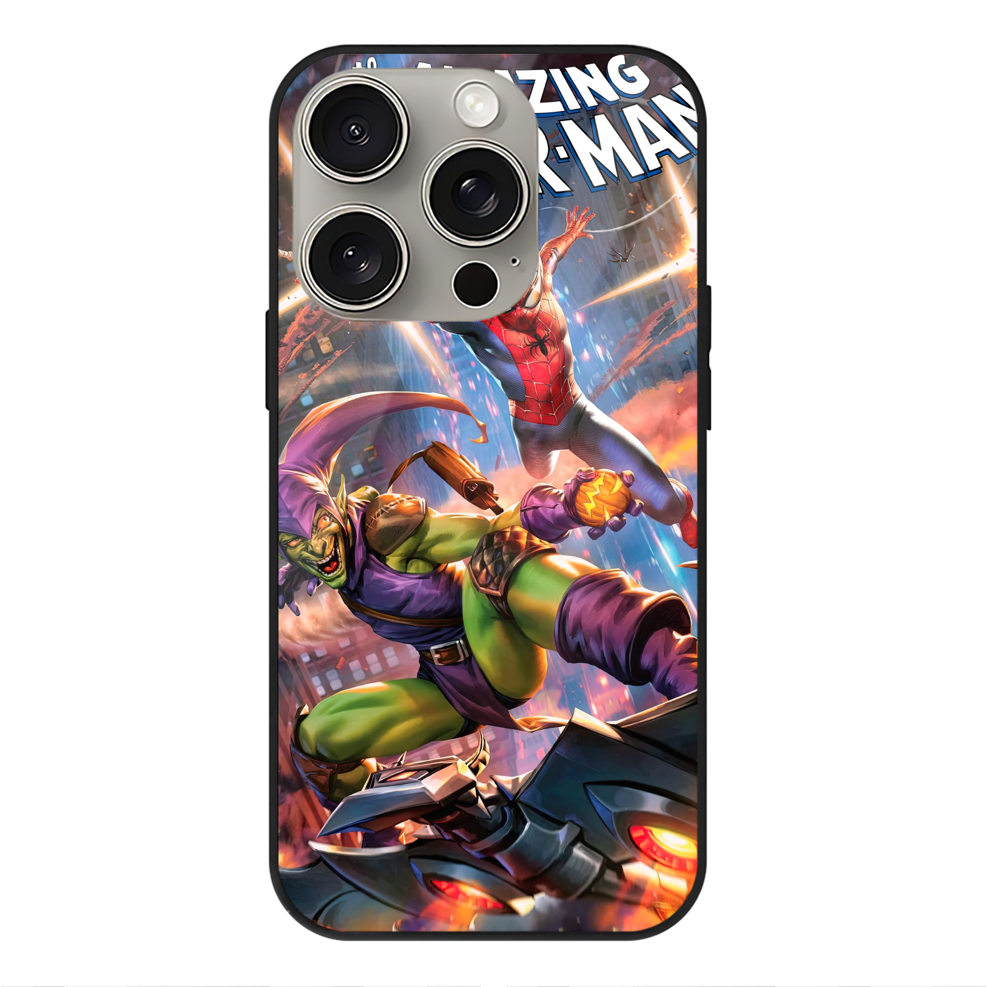（画像用） Spider Man スパイダーマン 【iPhone15Pro対応】スマホケース 耐衝撃＆黄変防止 背面ガラス