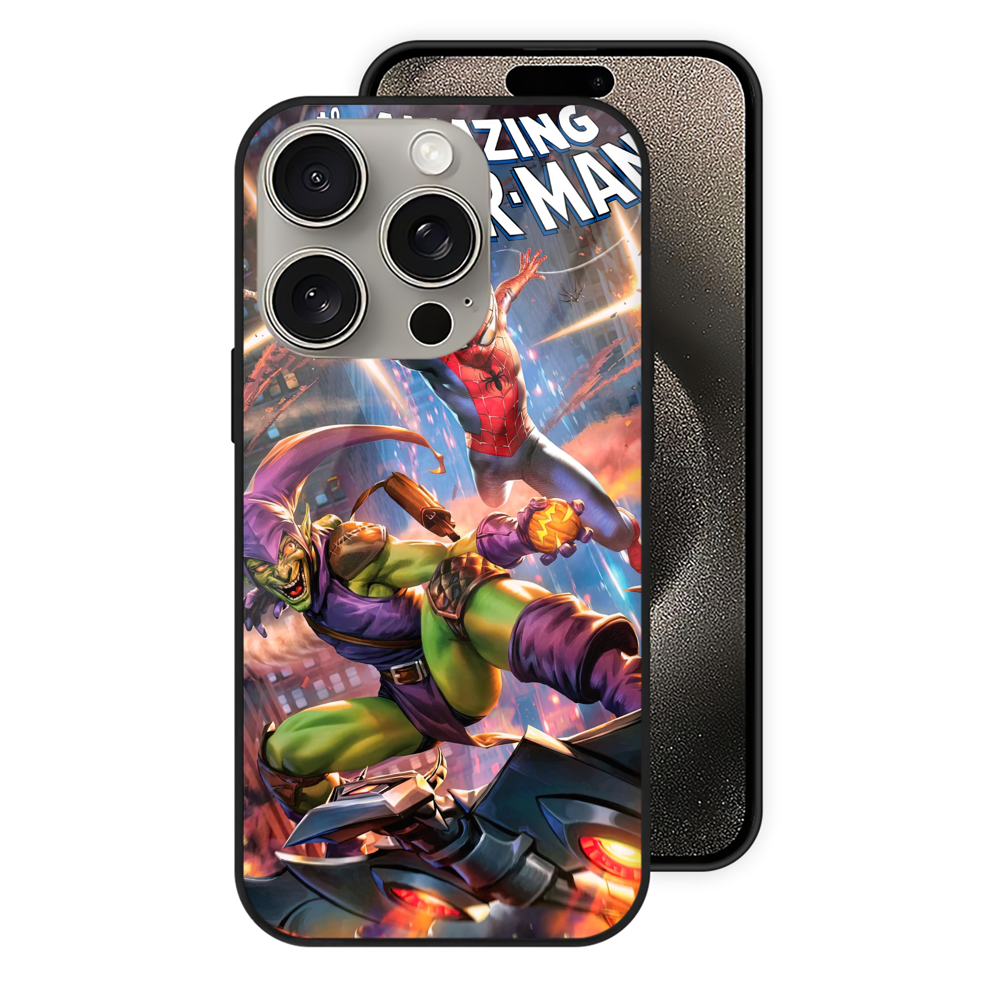 （画像用） Spider Man スパイダーマン 【iPhone15Pro対応】スマホケース 耐衝撃＆黄変防止 背面ガラス