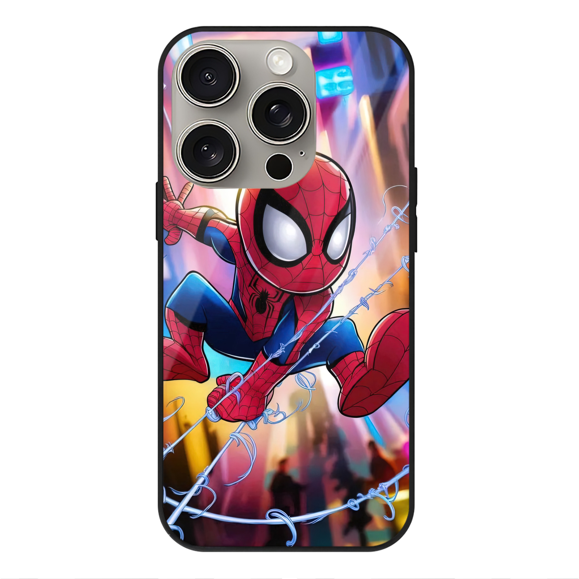 Spider Man スパイダーマン 【iPhone15Pro対応】スマホケース 耐衝撃＆黄変防止 背面ガラス