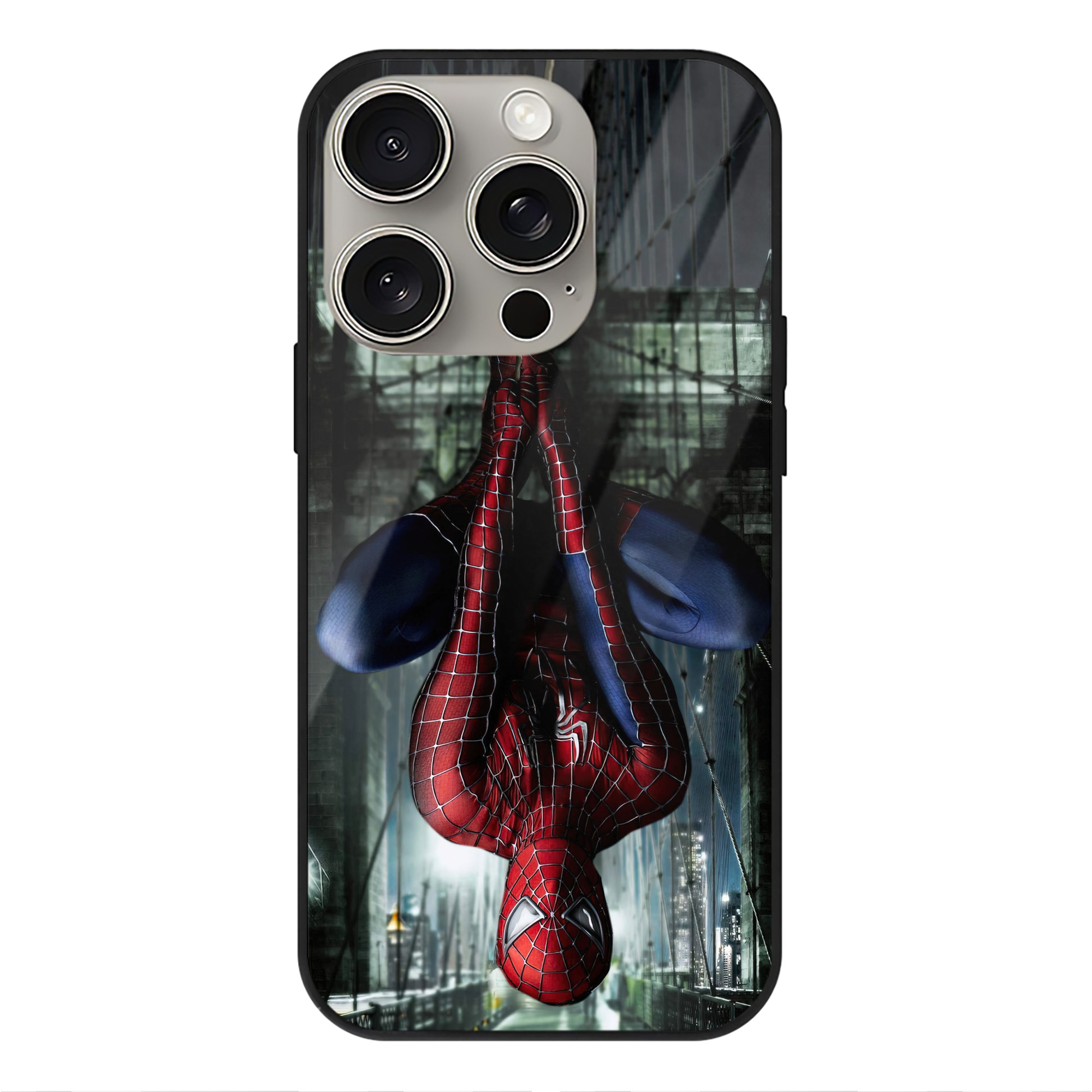 Spider Man スパイダーマン 【iPhone15Pro対応】スマホケース 耐衝撃＆黄変防止 背面ガラス