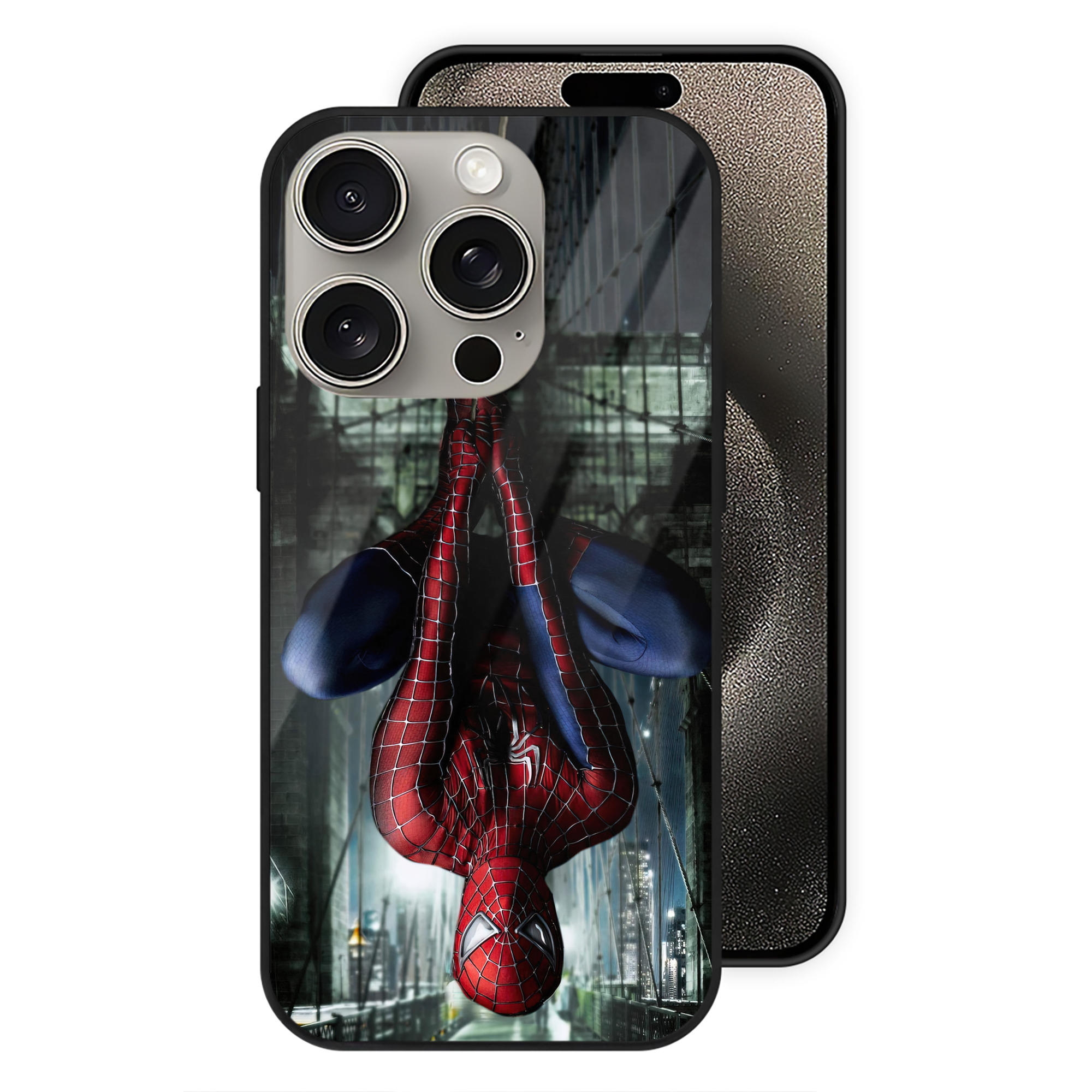 Spider Man スパイダーマン 【iPhone15Pro対応】スマホケース 耐衝撃＆黄変防止 背面ガラス