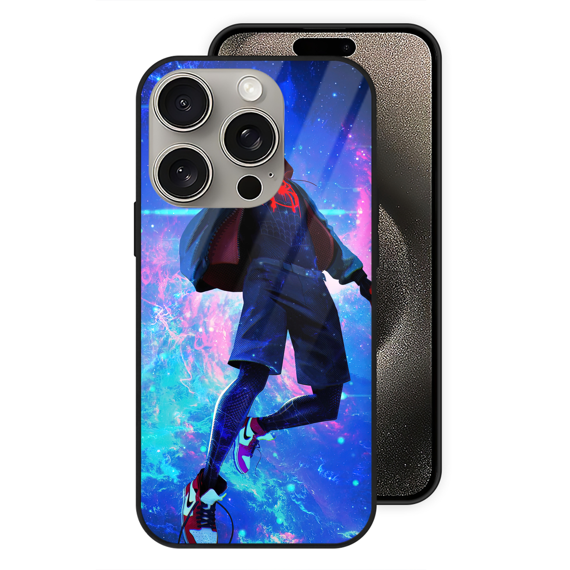 Spider Man スパイダーマン 【iPhone15Pro対応】スマホケース 耐衝撃＆黄変防止 背面ガラス