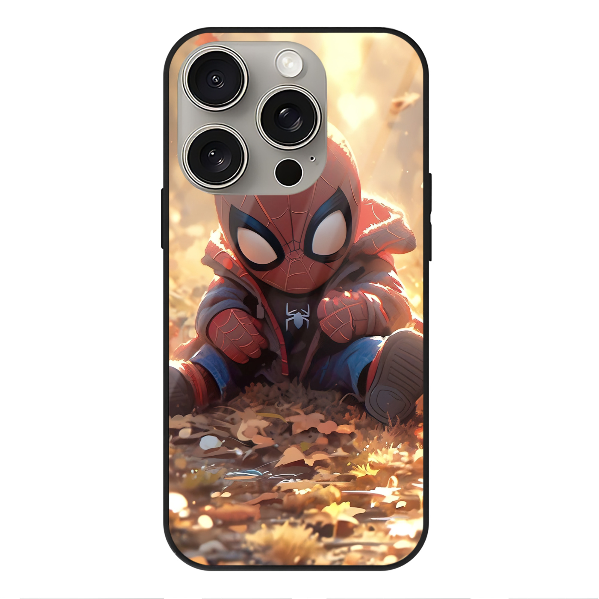 Spider Man スパイダーマン 【iPhone15Pro対応】スマホケース 耐衝撃＆黄変防止 背面ガラス