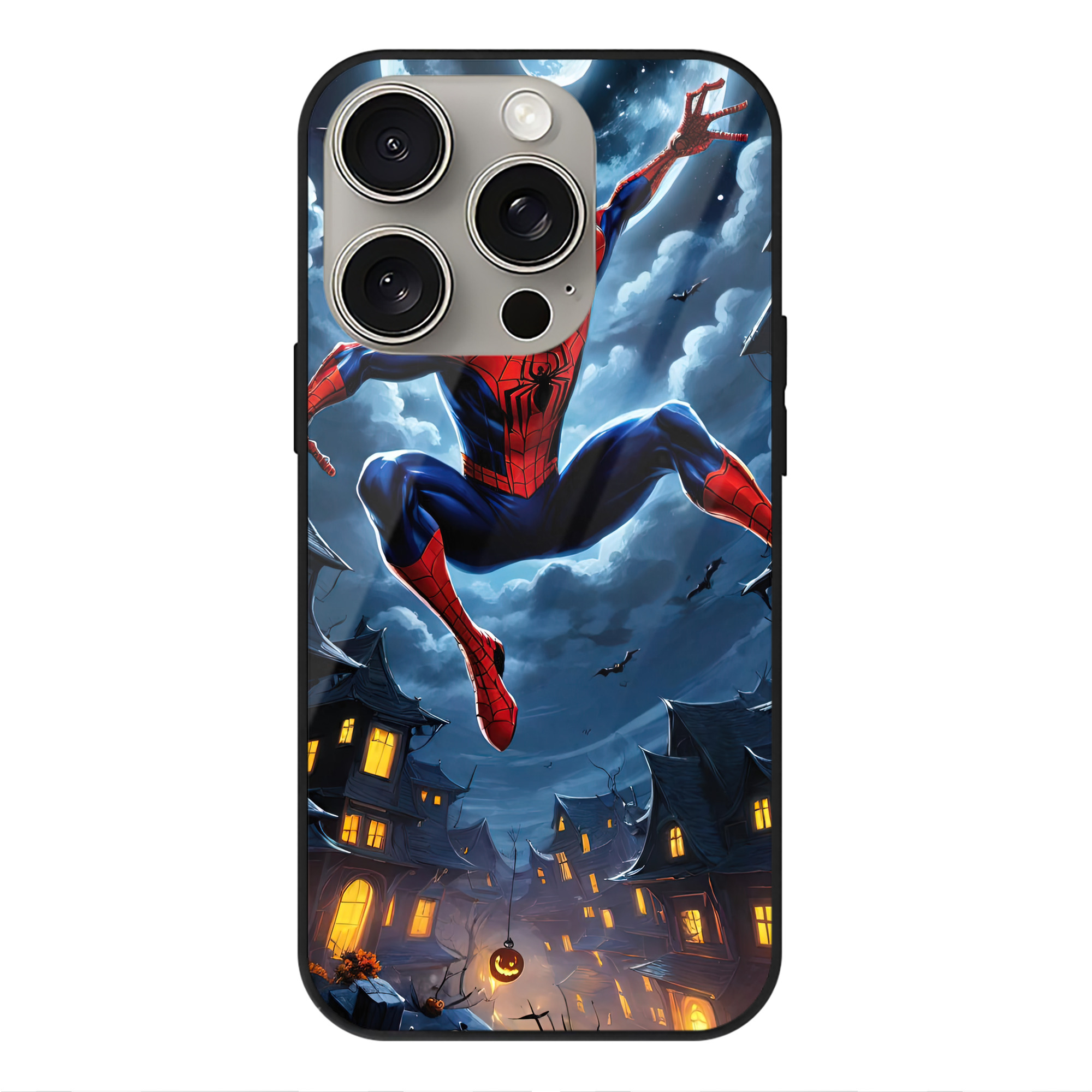 Spider Man スパイダーマン 【iPhone15Pro対応】スマホケース 耐衝撃＆黄変防止 背面ガラス