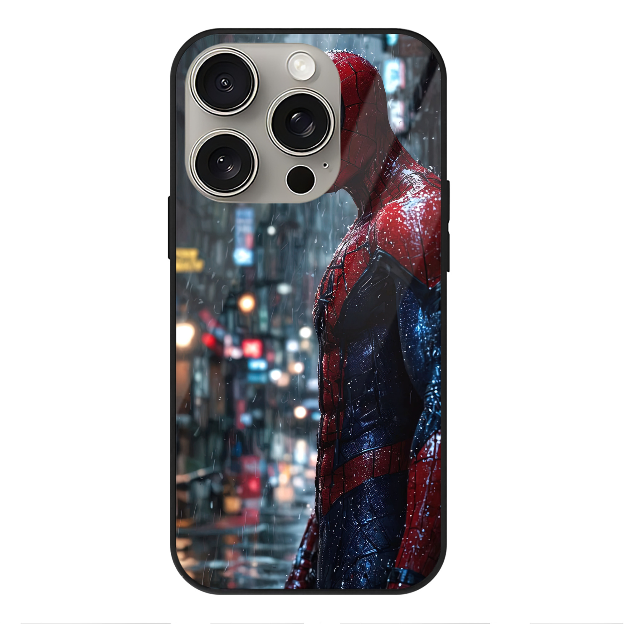 Spider Man スパイダーマン 【iPhone15Pro対応】スマホケース 耐衝撃＆黄変防止 背面ガラス
