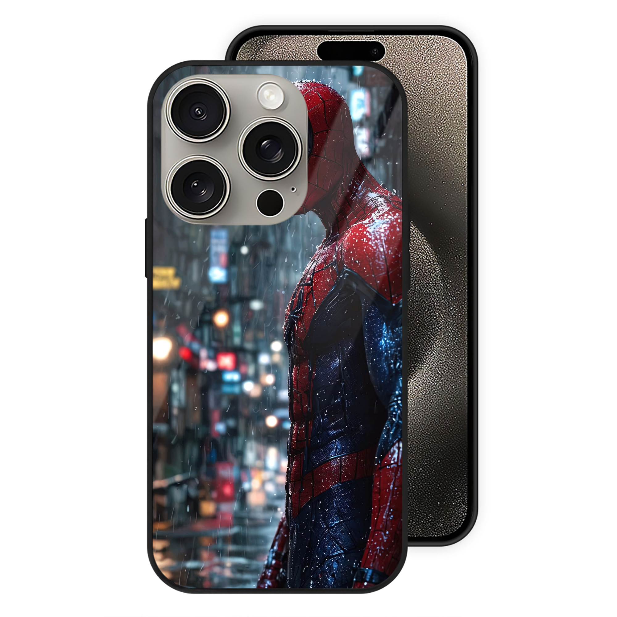Spider Man スパイダーマン 【iPhone15Pro対応】スマホケース 耐衝撃＆黄変防止 背面ガラス