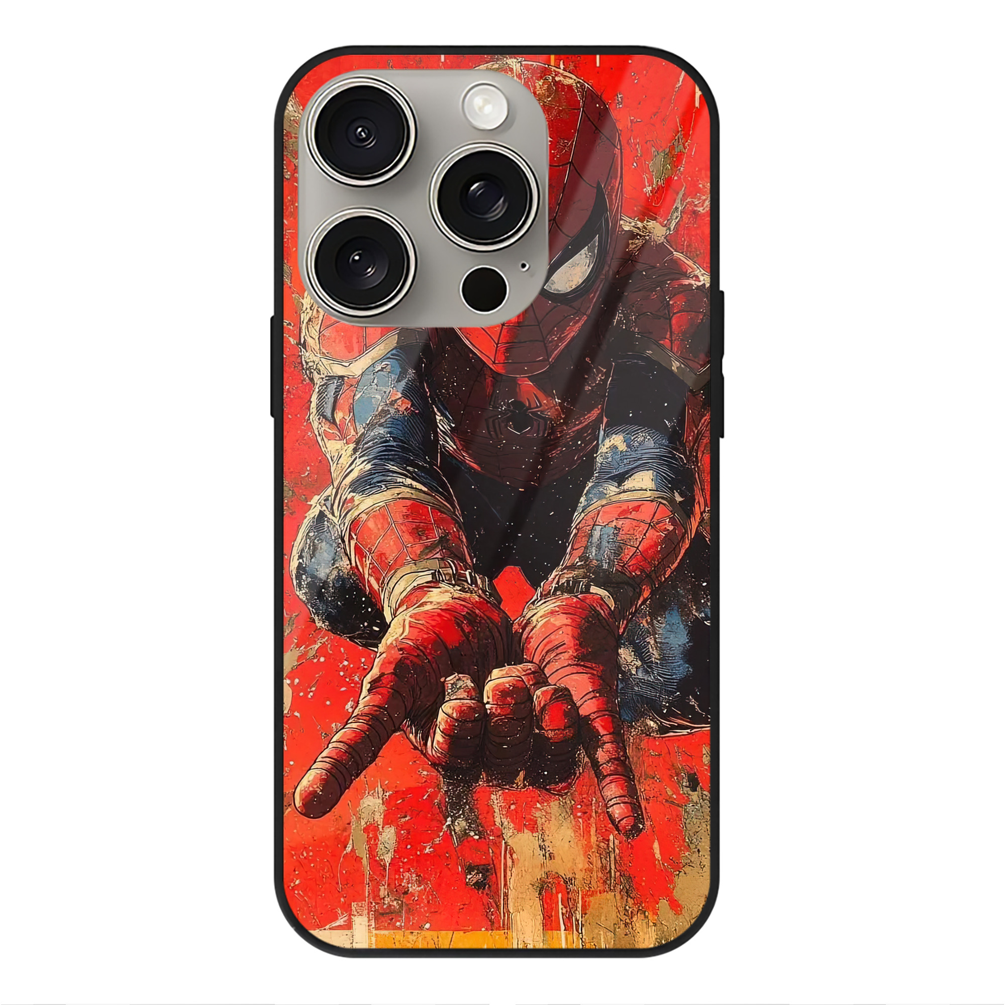Spider Man スパイダーマン 【iPhone15Pro対応】スマホケース 耐衝撃＆黄変防止 背面ガラス