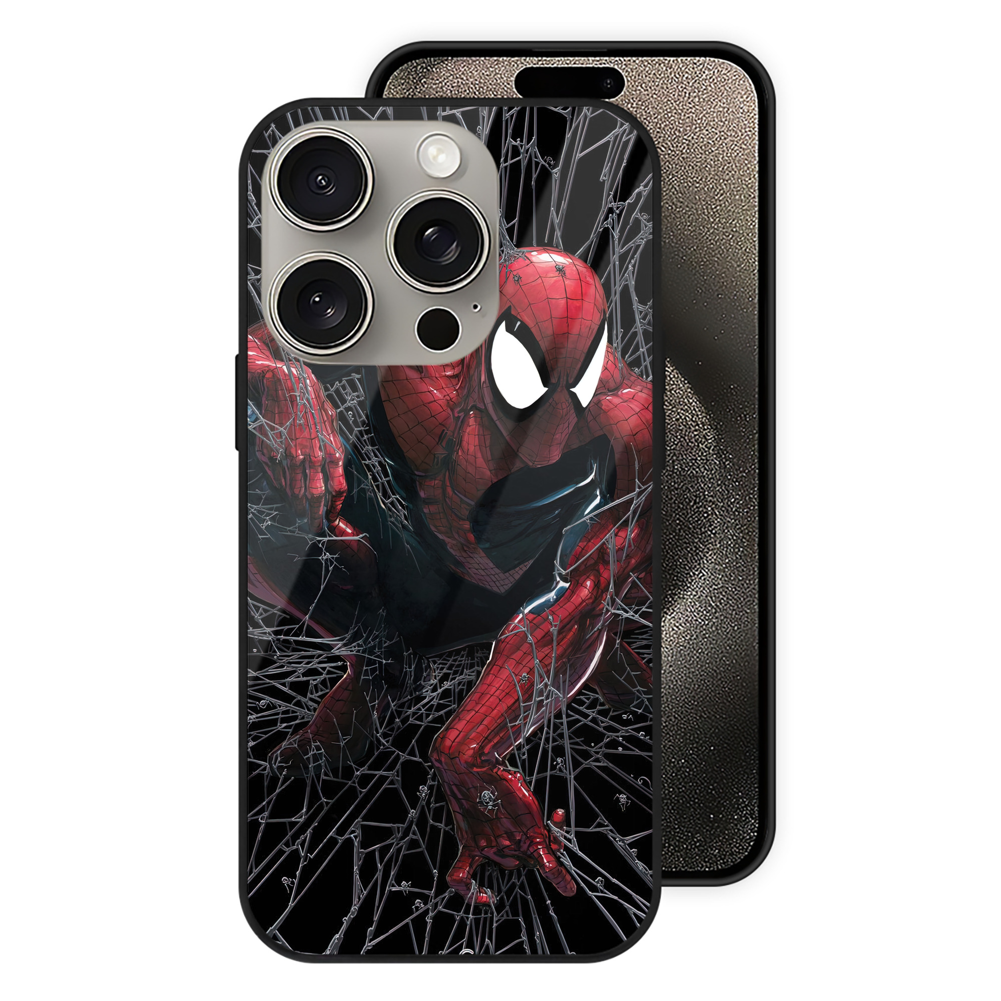 Spider Man スパイダーマン 【iPhone15Pro対応】スマホケース 耐衝撃＆黄変防止 背面ガラス
