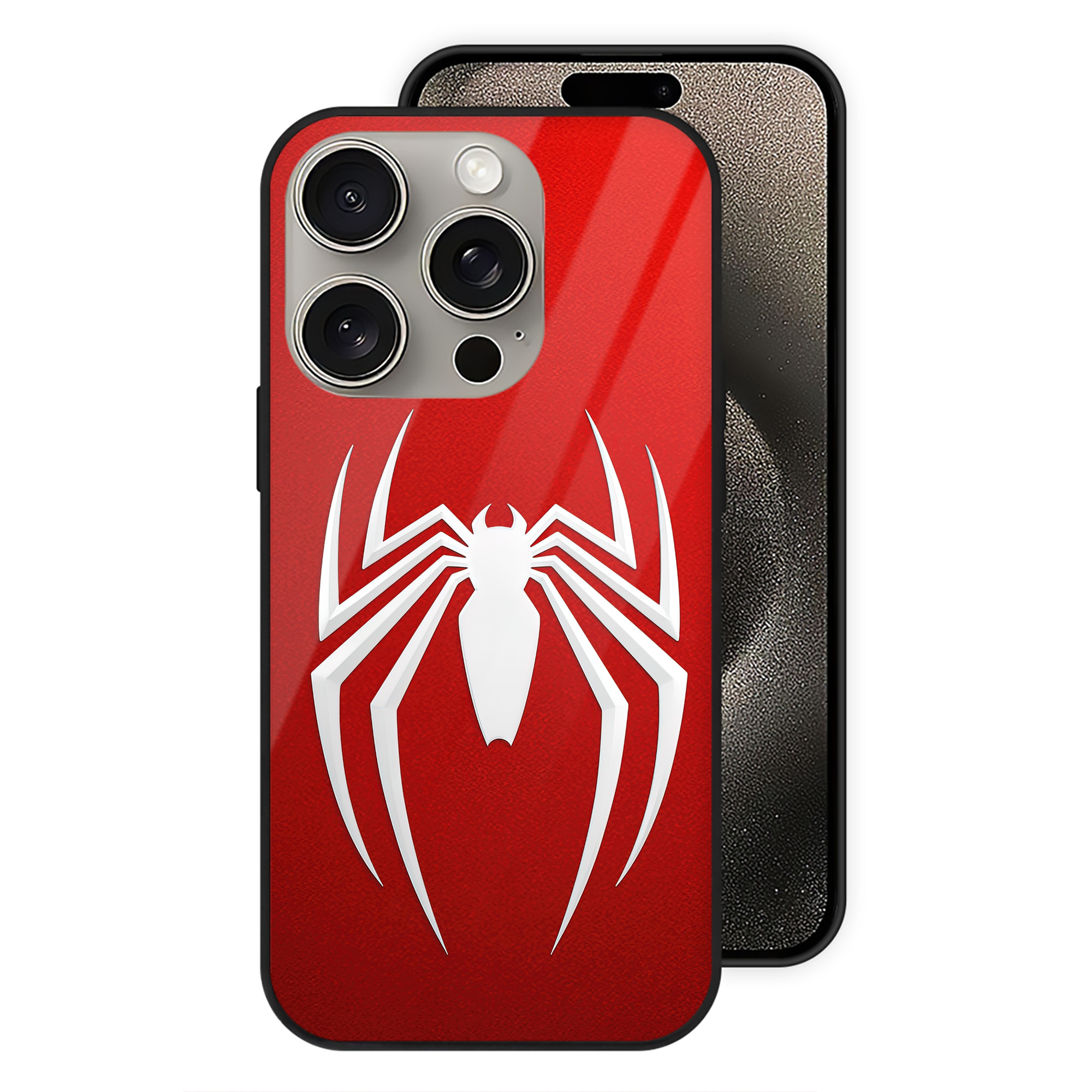 （画像用） Spider Man スパイダーマン 【iPhone15Pro対応】スマホケース 耐衝撃＆黄変防止 背面ガラス