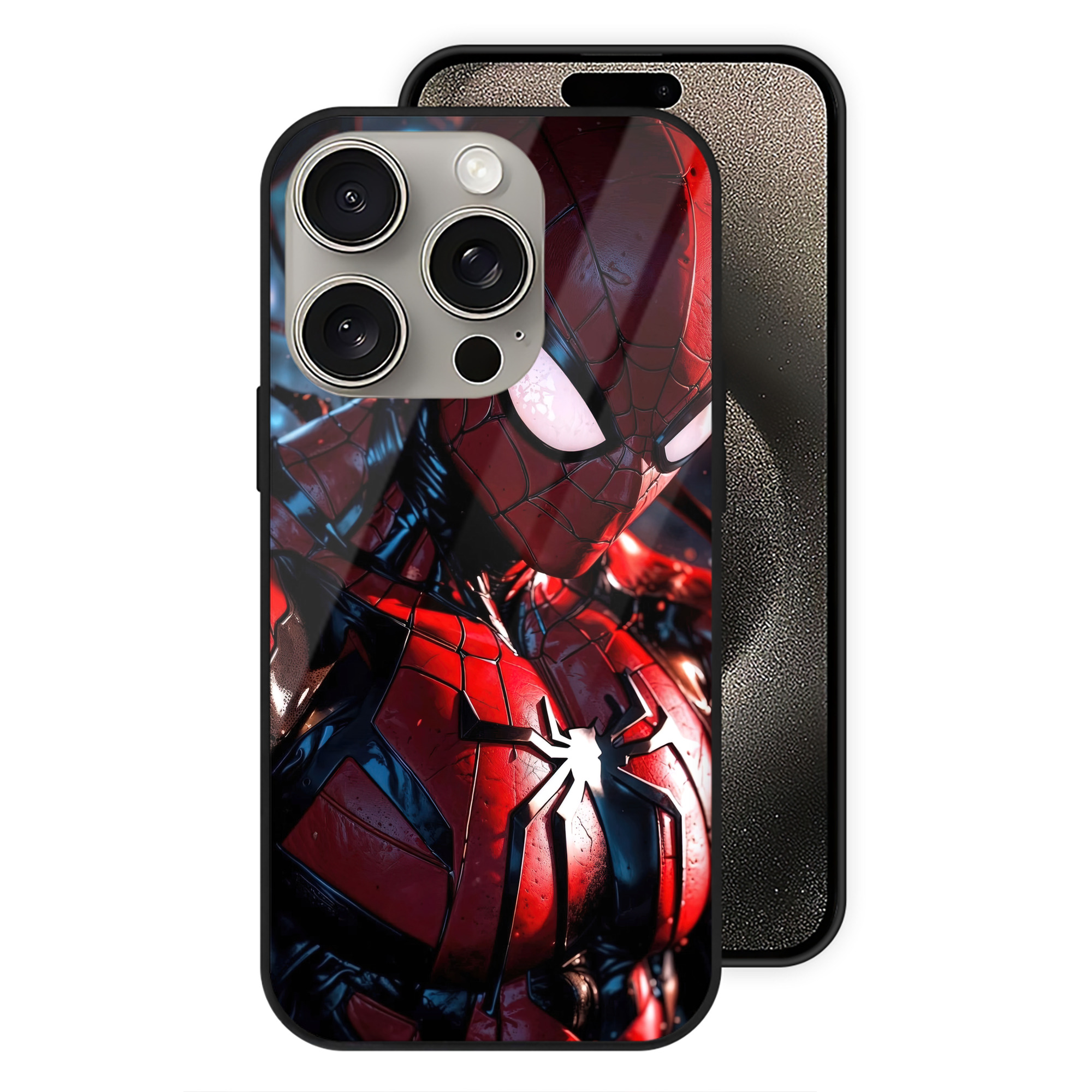 Spider Man スパイダーマン 【iPhone15Pro対応】スマホケース 耐衝撃＆黄変防止 背面ガラス