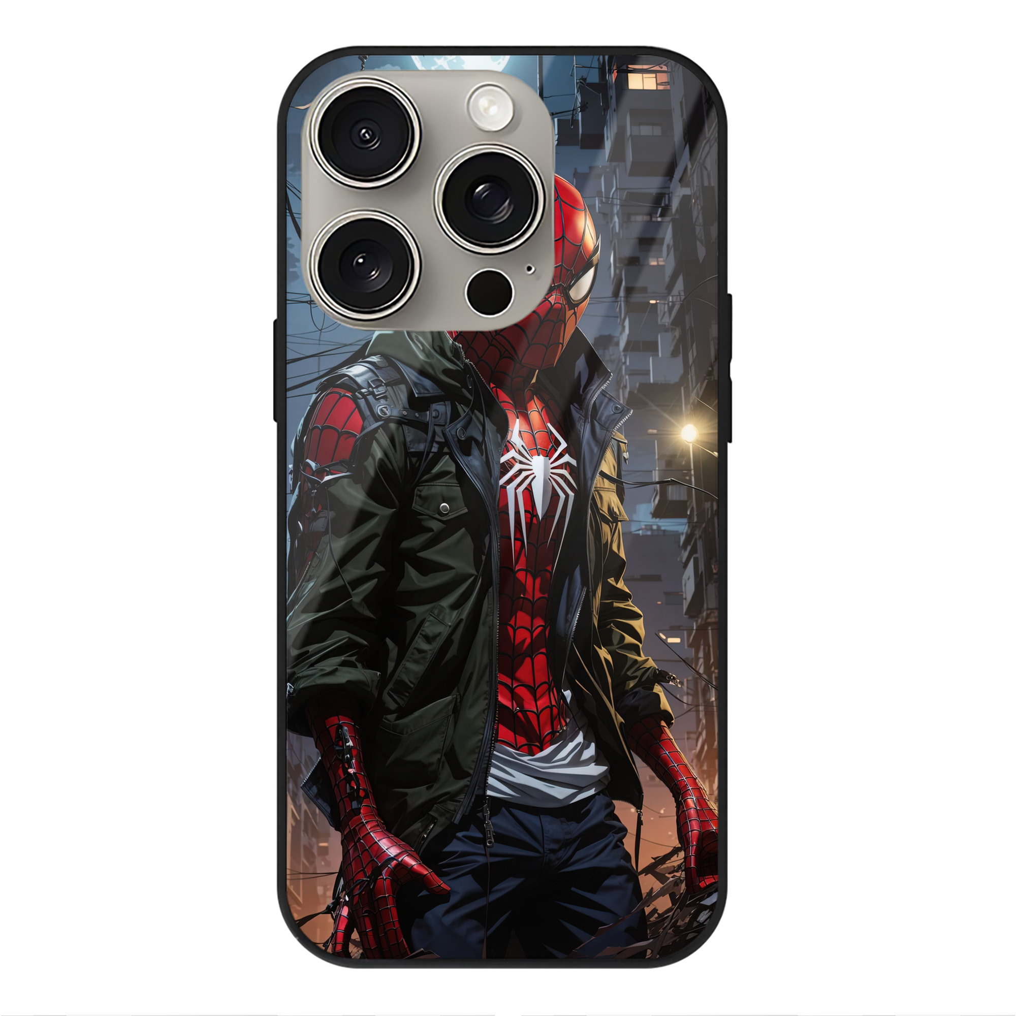Spider Man スパイダーマン 【iPhone15Pro対応】スマホケース 耐衝撃＆黄変防止 背面ガラス