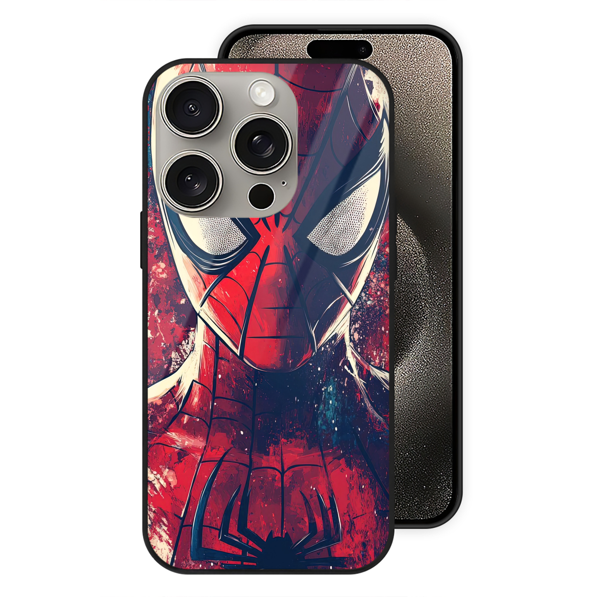 （画像用） Spider Man スパイダーマン 【iPhone15Pro対応】スマホケース 耐衝撃＆黄変防止 背面ガラス