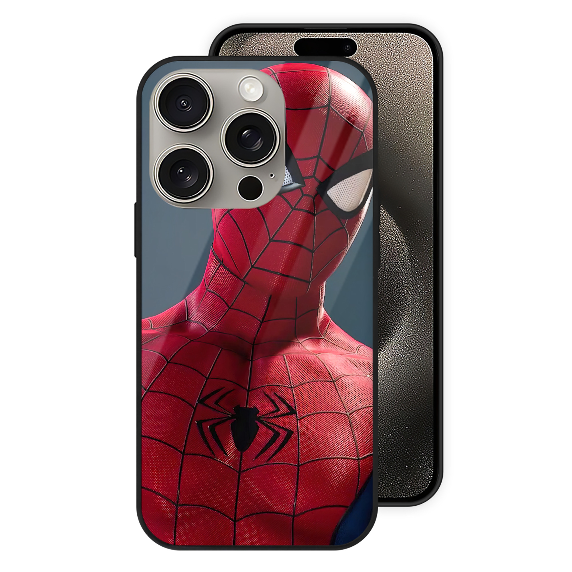 Spider Man スパイダーマン 【iPhone15Pro対応】スマホケース 耐衝撃＆黄変防止 背面ガラス