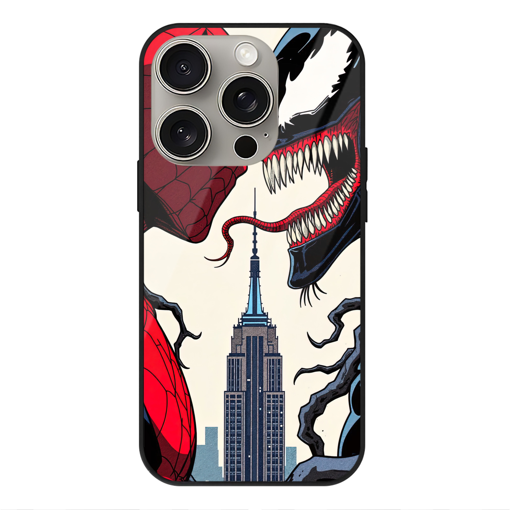 Spider Man スパイダーマン 【iPhone15Pro対応】スマホケース 耐衝撃＆黄変防止 背面ガラス