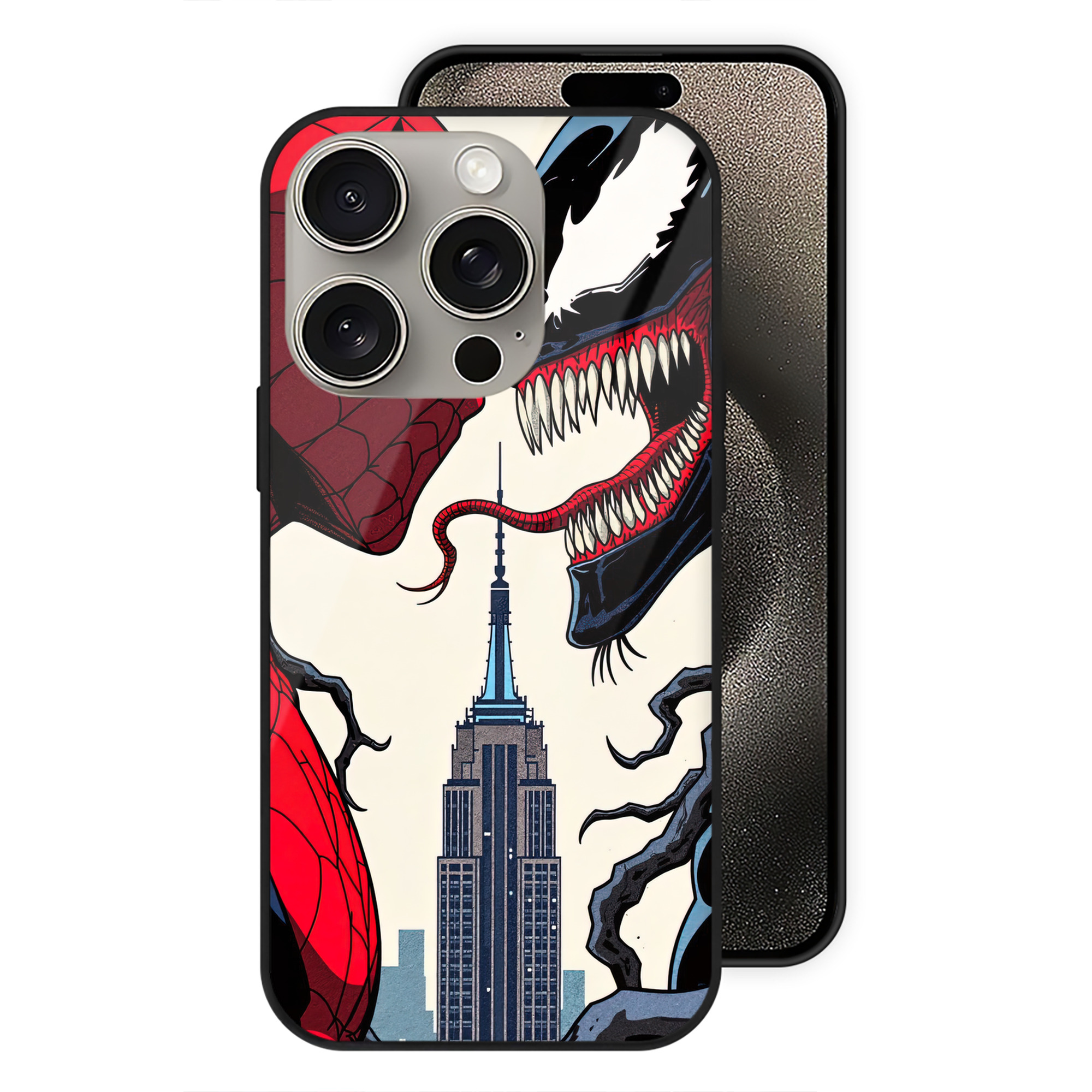 Spider Man スパイダーマン 【iPhone15Pro対応】スマホケース 耐衝撃＆黄変防止 背面ガラス