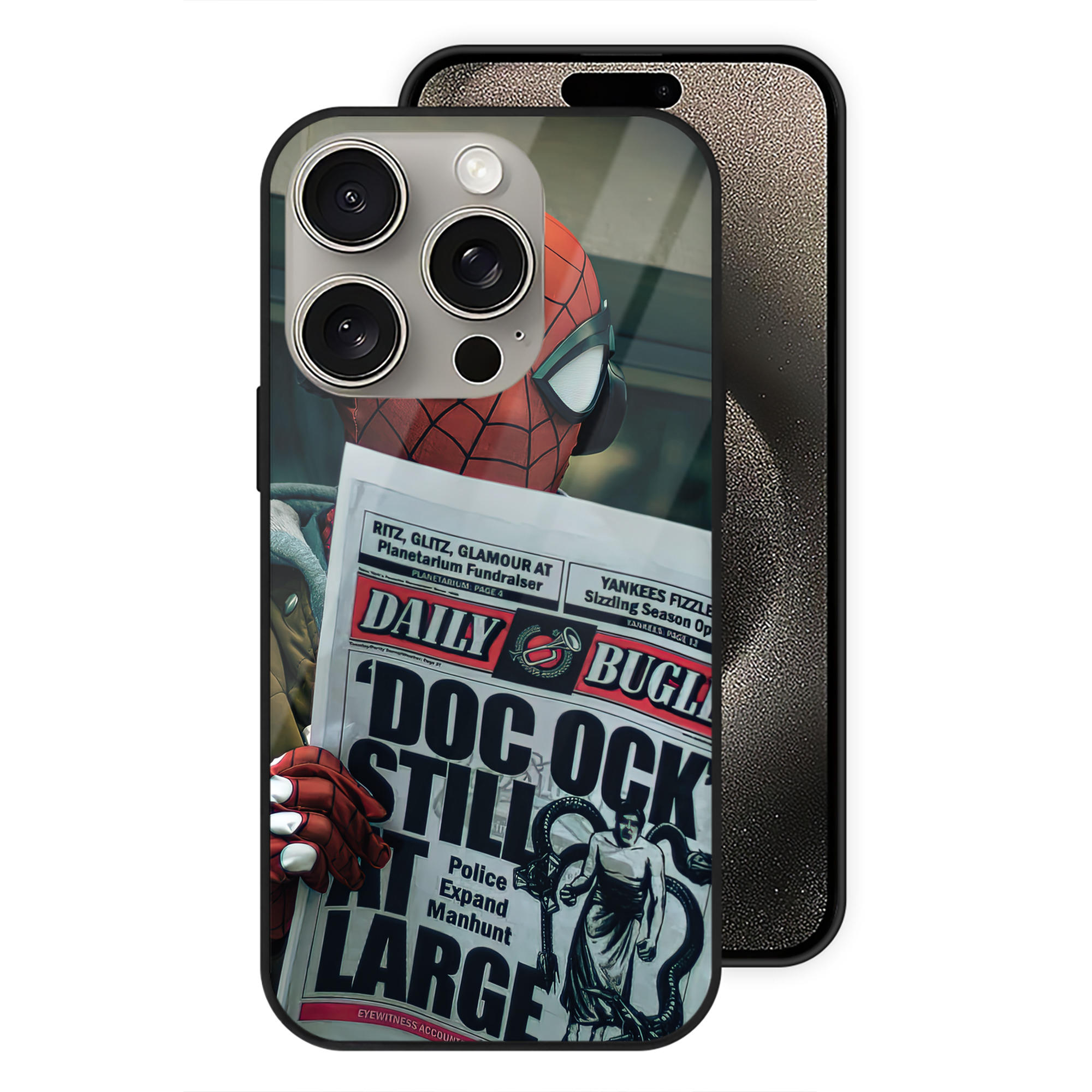 （画像用） Spider Man スパイダーマン 【iPhone15Pro対応】スマホケース 耐衝撃＆黄変防止 背面ガラス