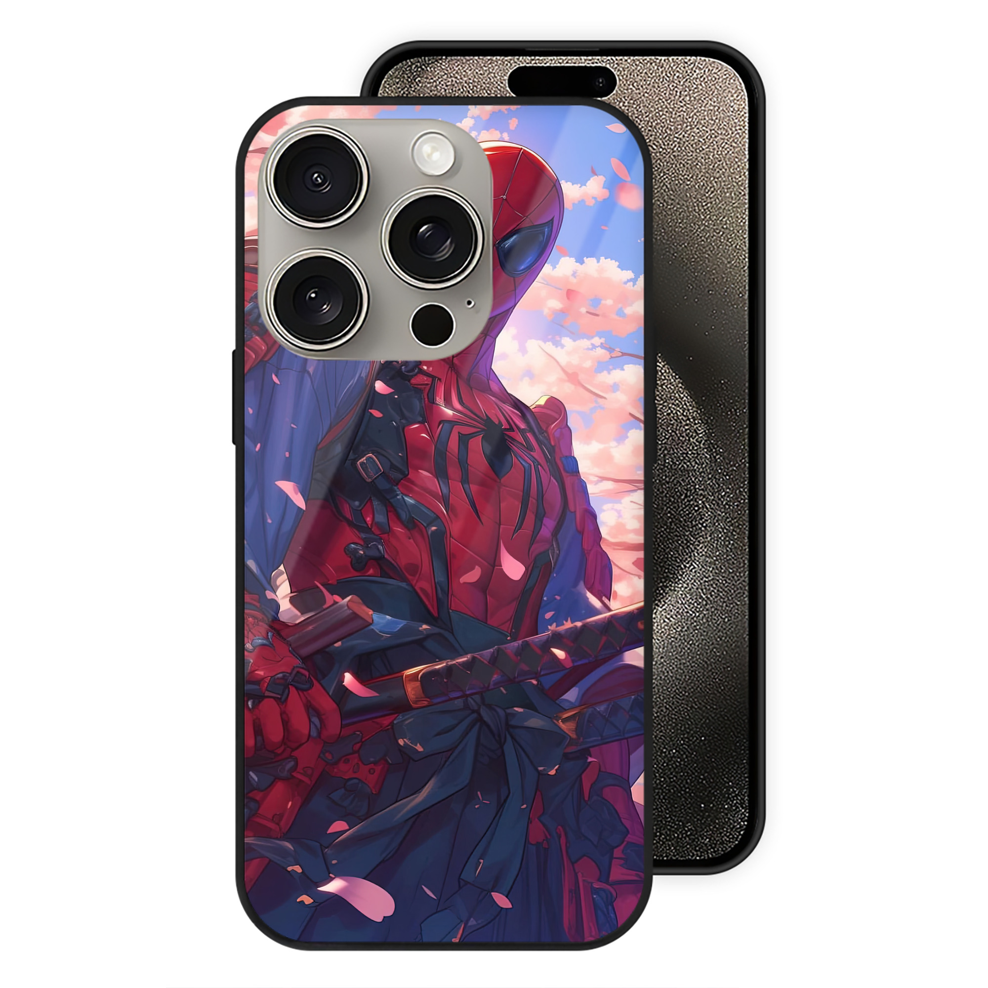 （画像用） Spider Man スパイダーマン 【iPhone15Pro対応】スマホケース 耐衝撃＆黄変防止 背面ガラス