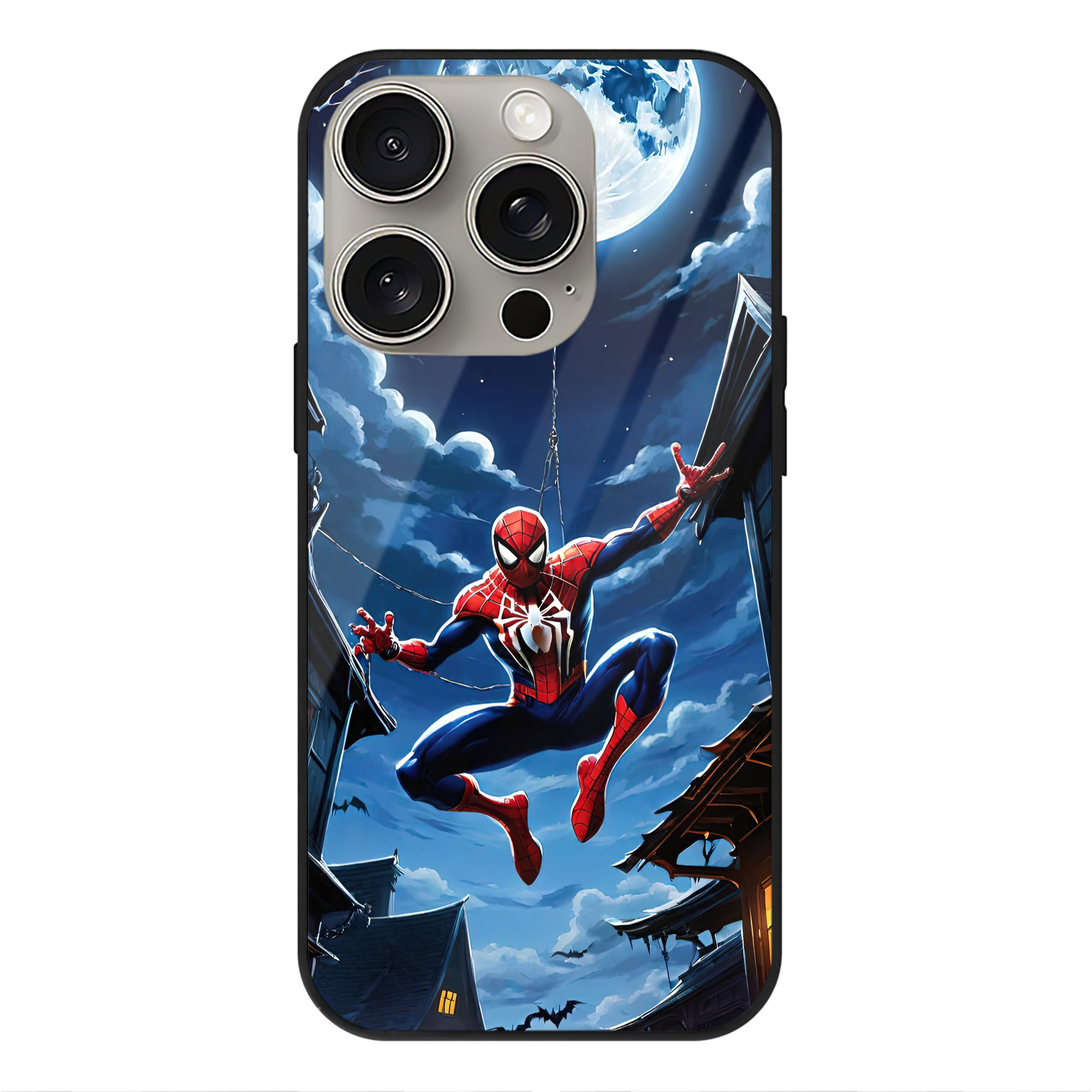 （画像用） Spider Man スパイダーマン 【iPhone15Pro対応】スマホケース 耐衝撃＆黄変防止 背面ガラス