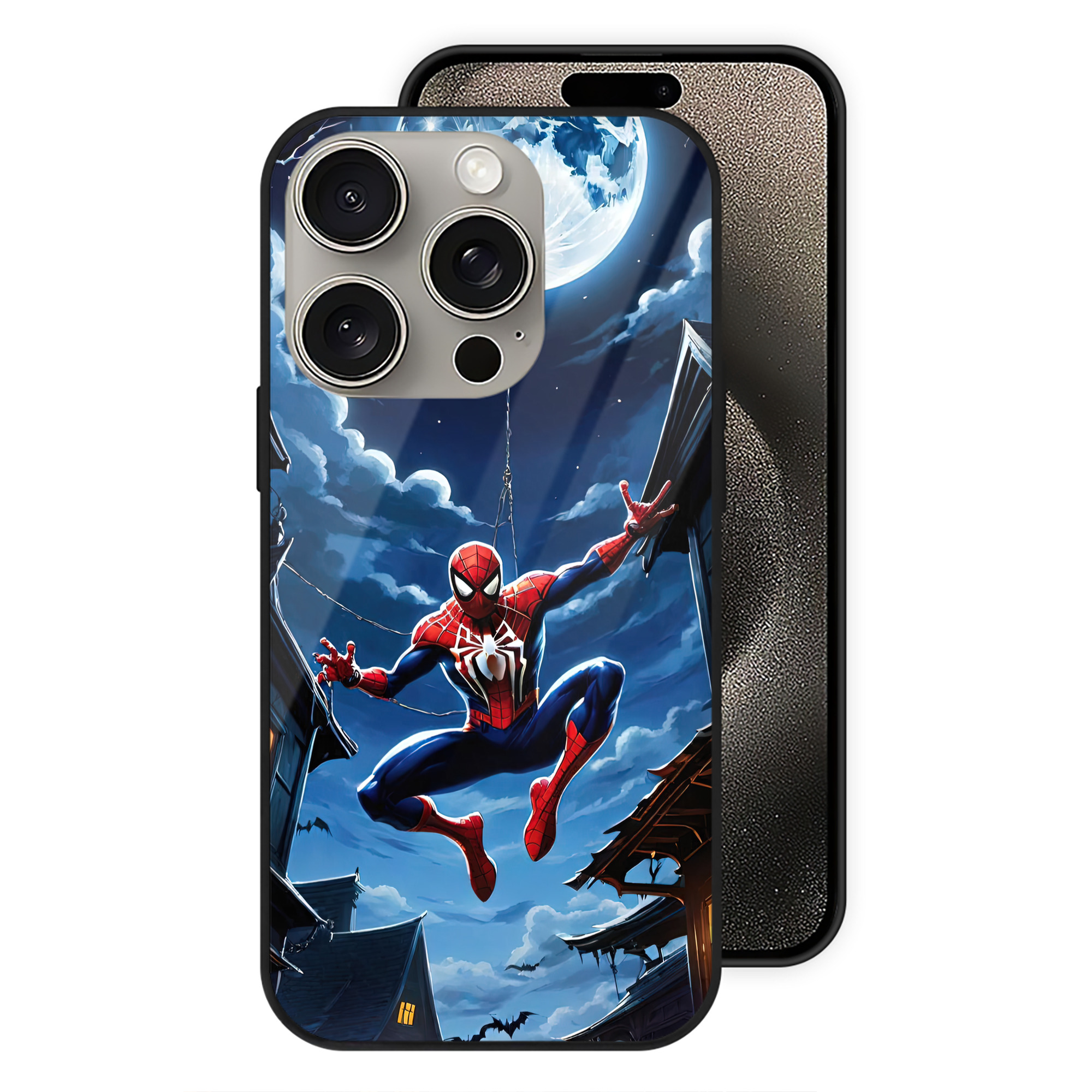 Spider Man スパイダーマン 【iPhone15Pro対応】スマホケース 耐衝撃＆黄変防止 背面ガラス
