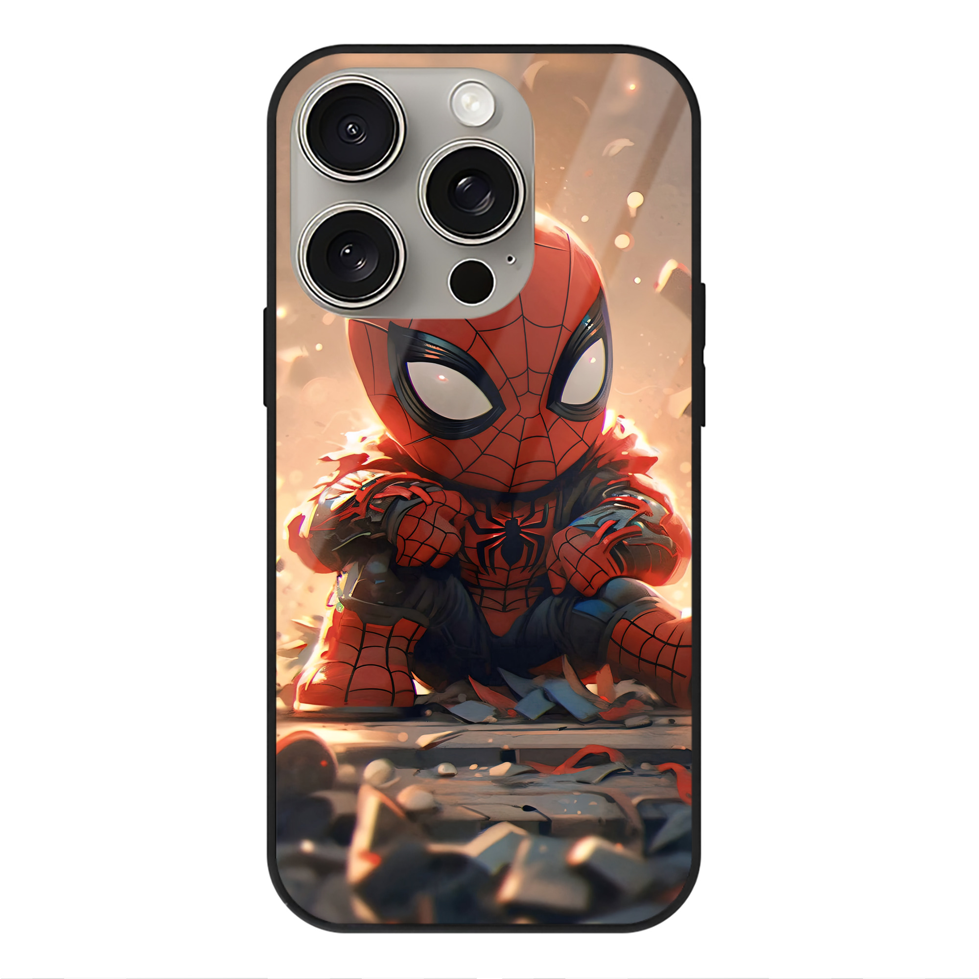 Spider Man スパイダーマン 【iPhone15Pro対応】スマホケース 耐衝撃＆黄変防止 背面ガラス