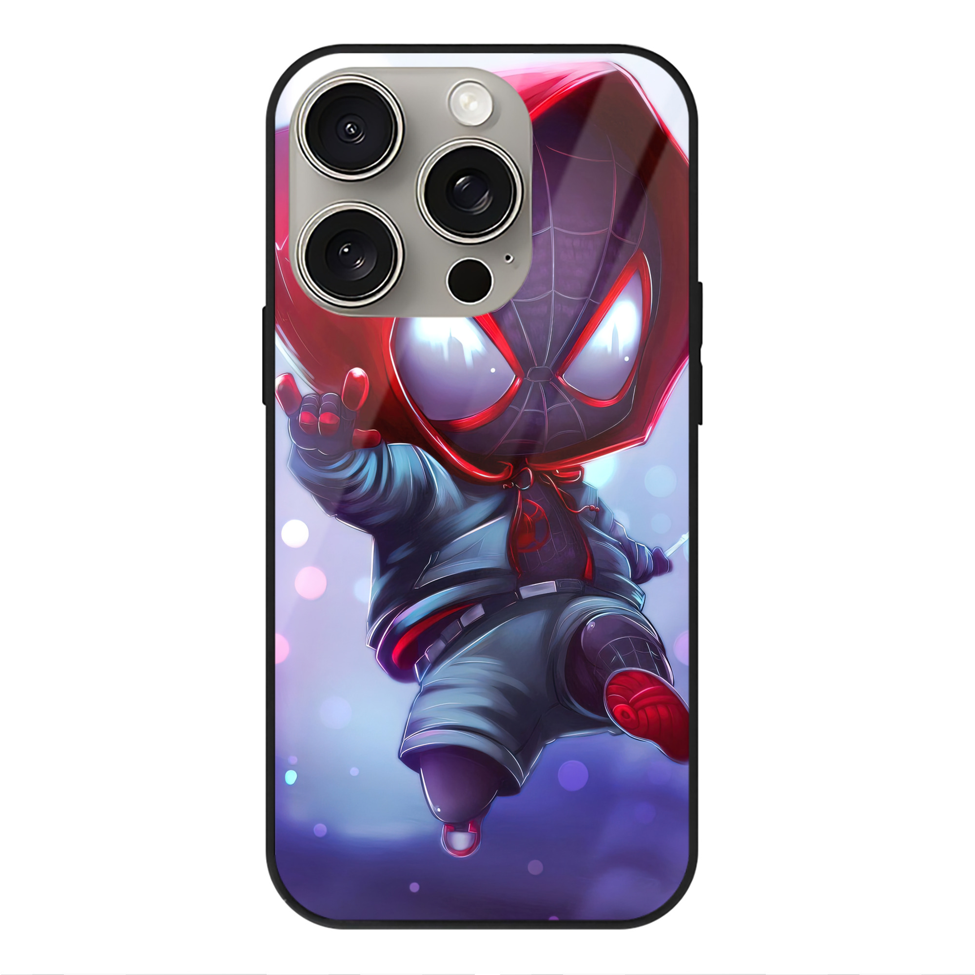 （画像用） Spider Man スパイダーマン 【iPhone15Pro対応】スマホケース 耐衝撃＆黄変防止 背面ガラス
