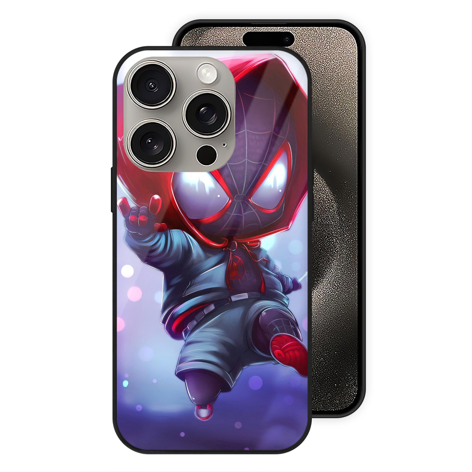 （画像用） Spider Man スパイダーマン 【iPhone15Pro対応】スマホケース 耐衝撃＆黄変防止 背面ガラス