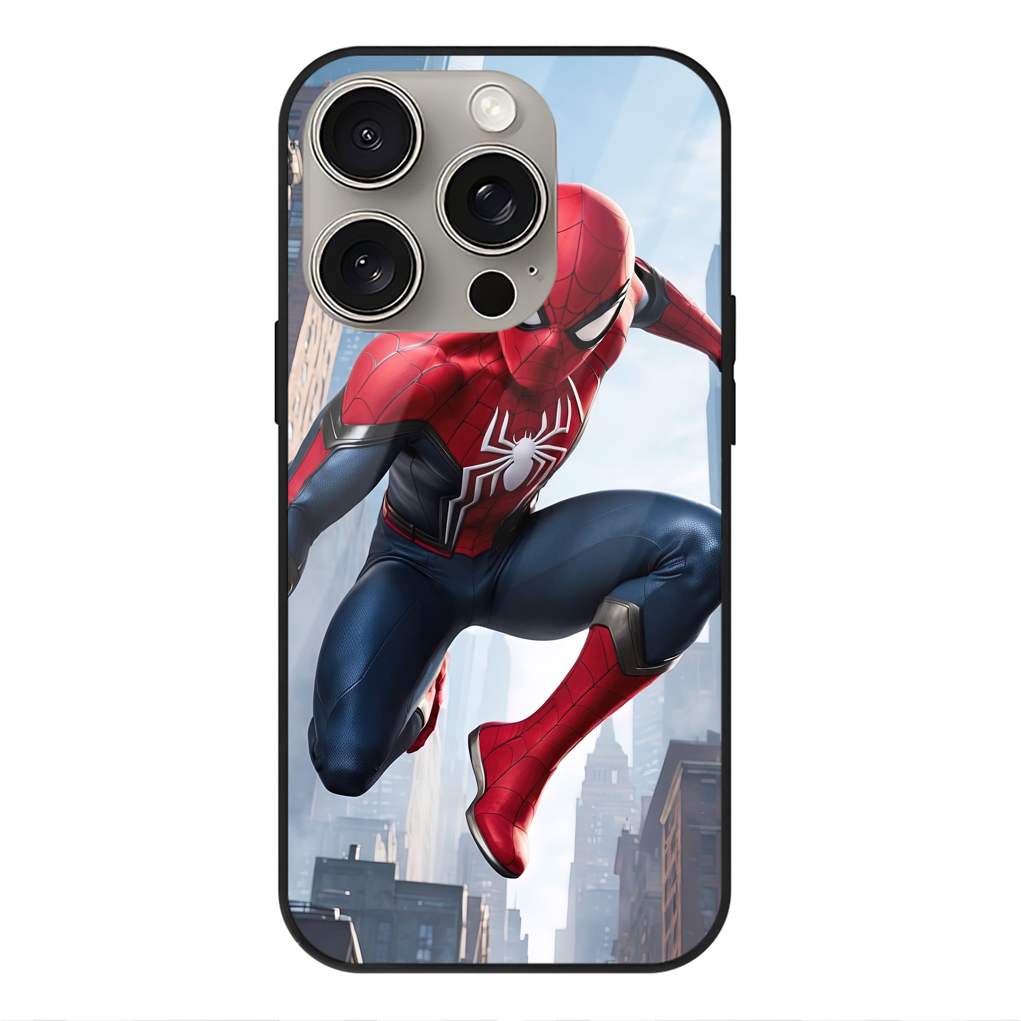 Spider Man スパイダーマン 【iPhone15Pro対応】スマホケース 耐衝撃＆黄変防止 背面ガラス