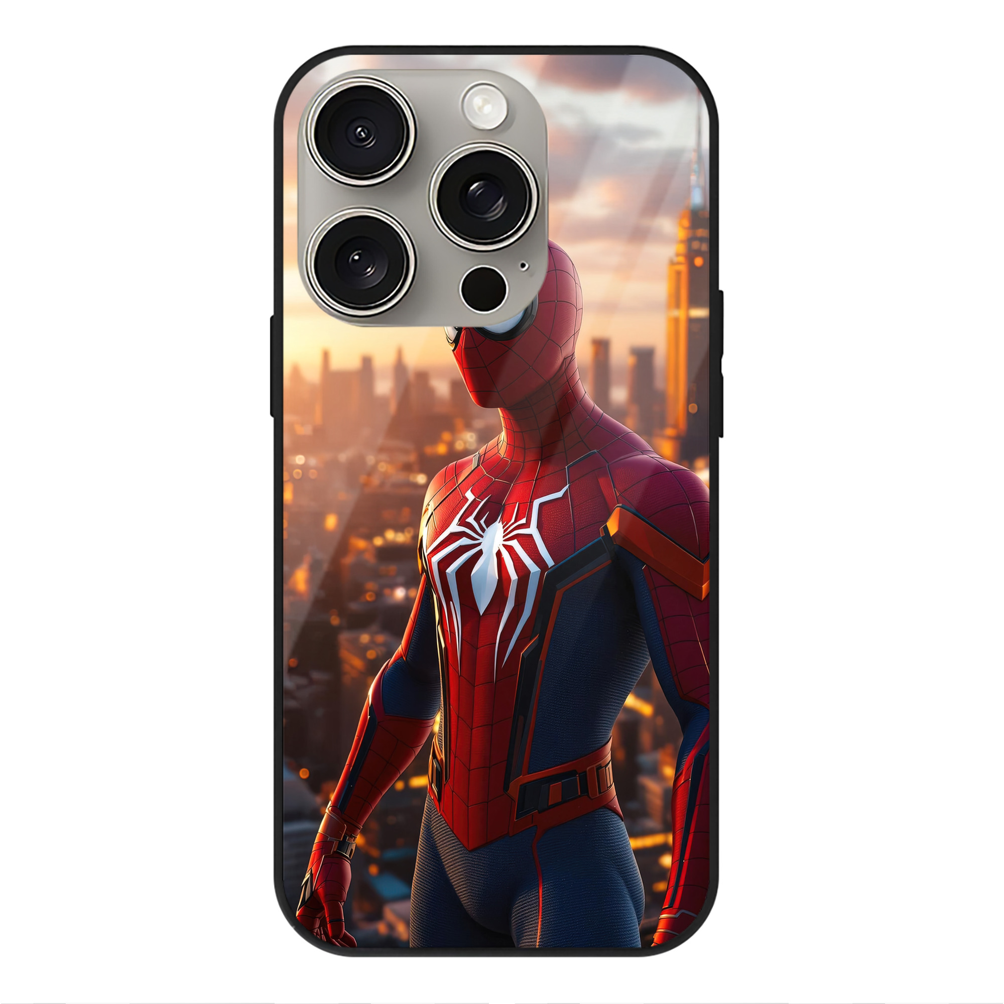 Spider Man スパイダーマン 【iPhone15Pro対応】スマホケース 耐衝撃＆黄変防止 背面ガラス
