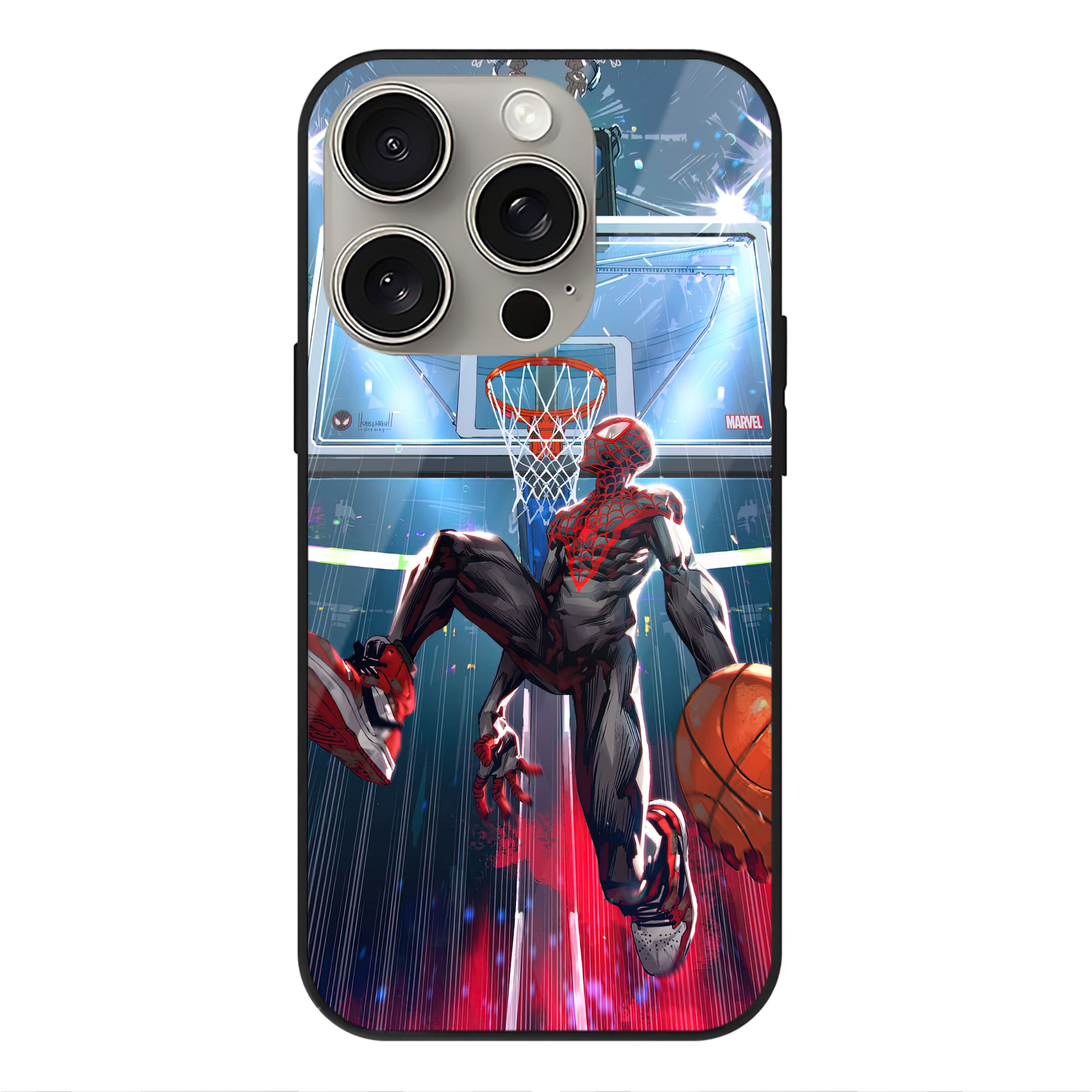 Spider Man スパイダーマン 【iPhone15Pro対応】スマホケース 耐衝撃＆黄変防止 背面ガラス