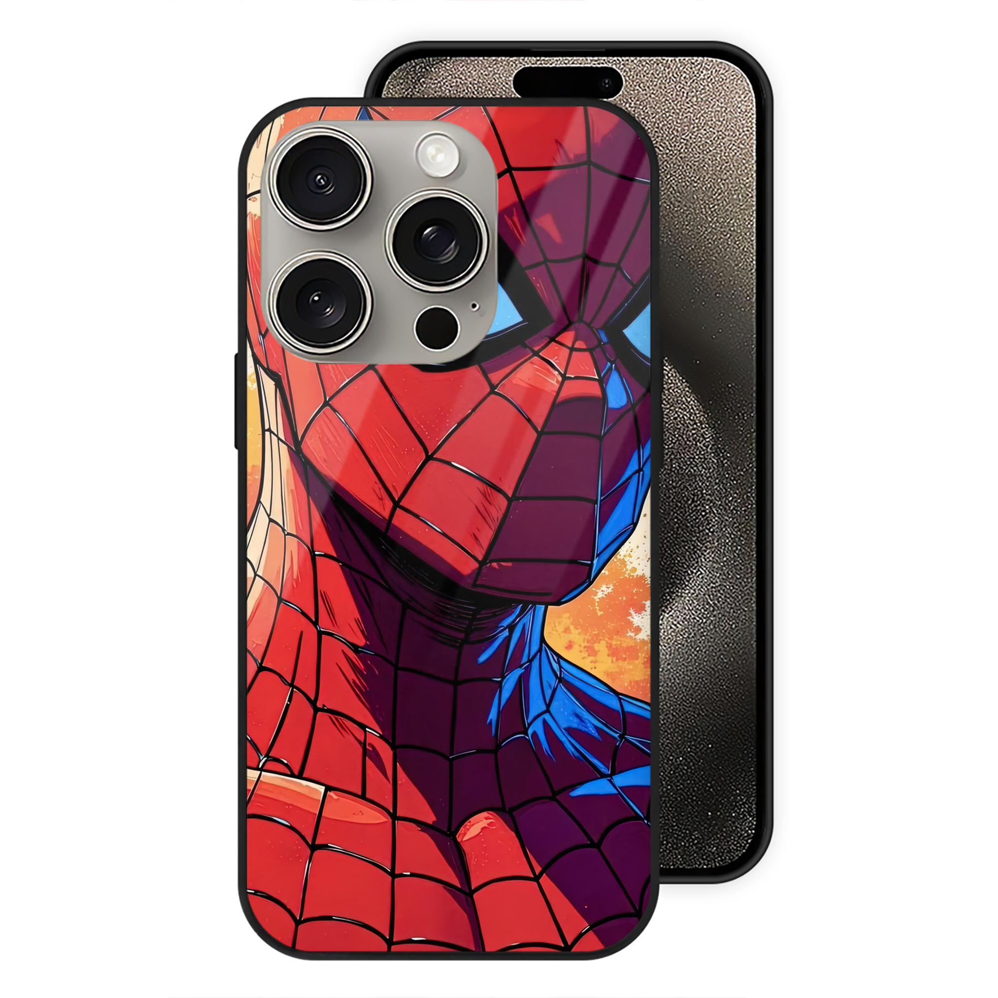 Spider Man スパイダーマン 【iPhone15Pro対応】スマホケース 耐衝撃＆黄変防止 背面ガラス