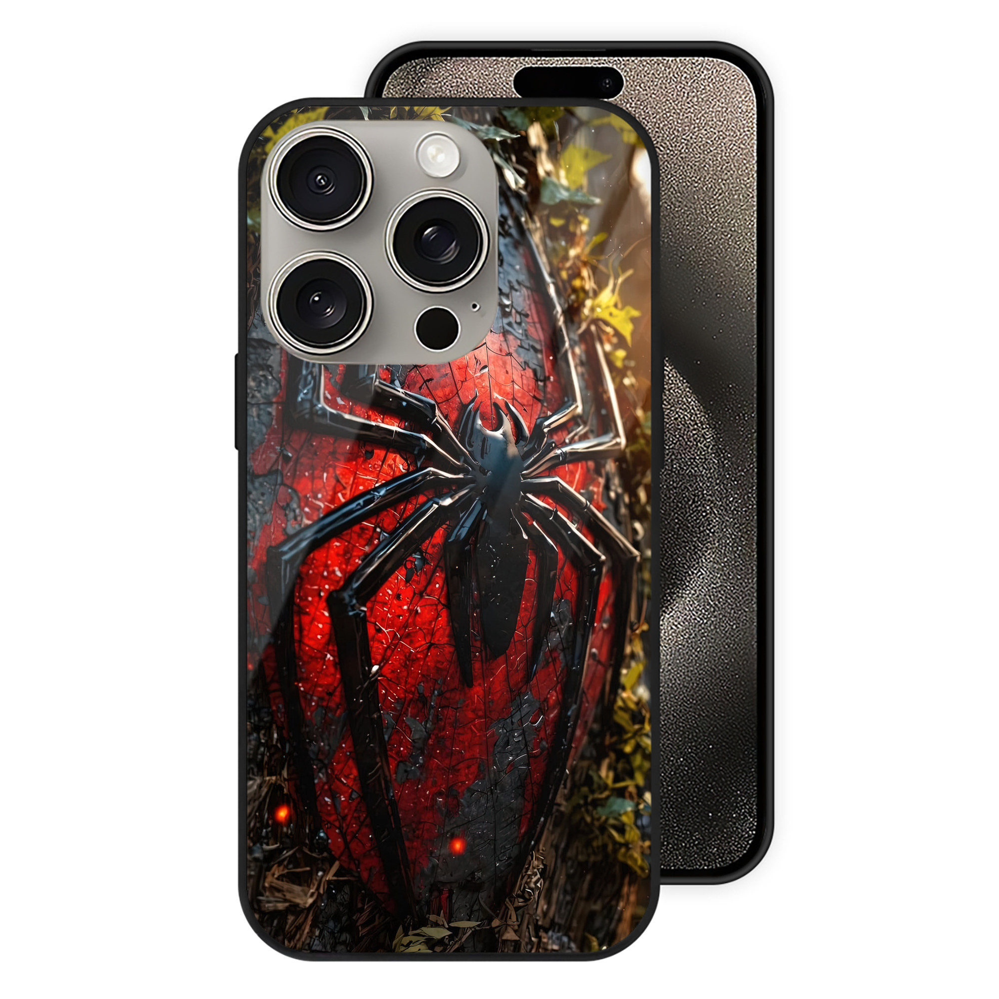 （画像用） Spider Man スパイダーマン 【iPhone15Pro対応】スマホケース 耐衝撃＆黄変防止 背面ガラス