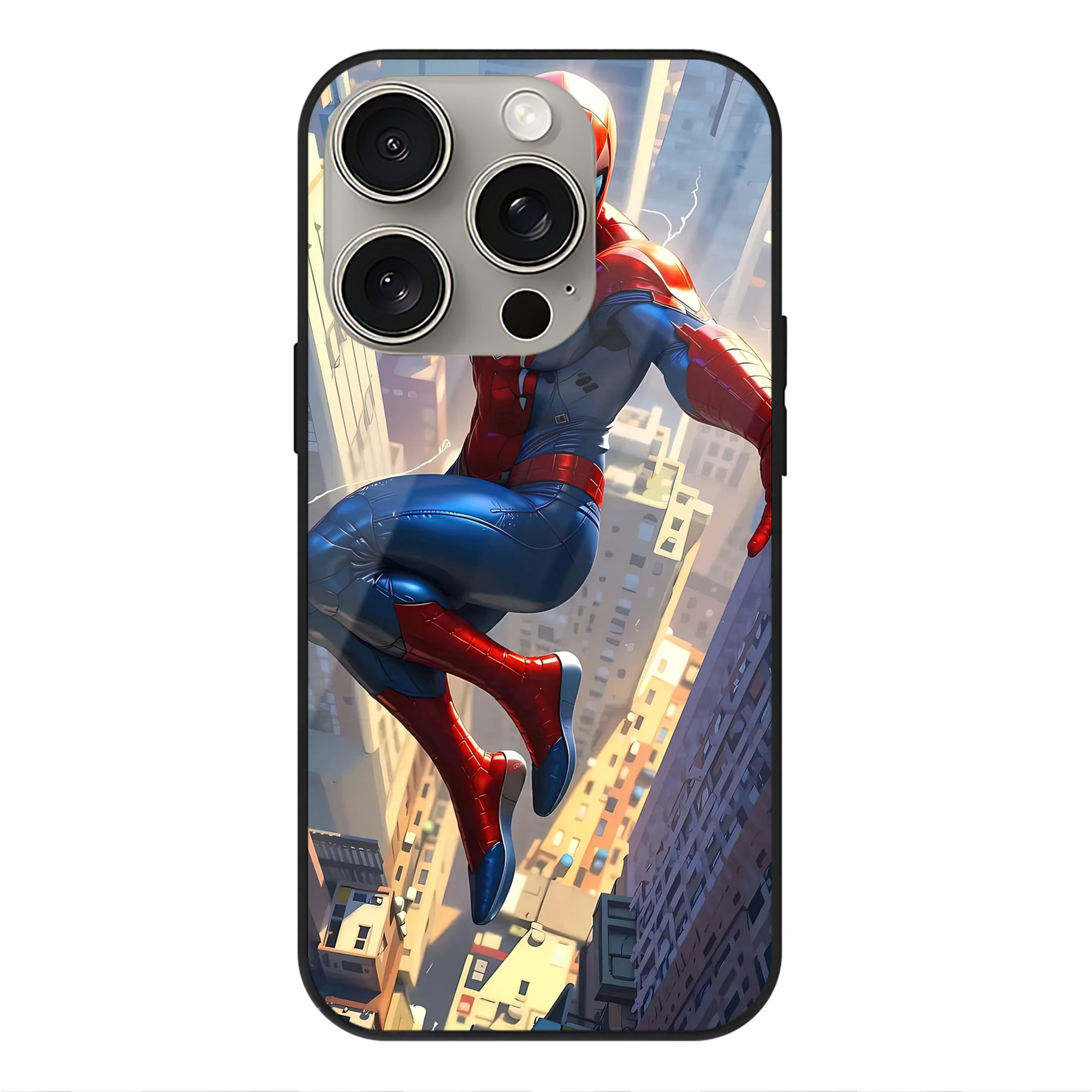 （画像用） Spider Man スパイダーマン 【iPhone15Pro対応】スマホケース 耐衝撃＆黄変防止 背面ガラス