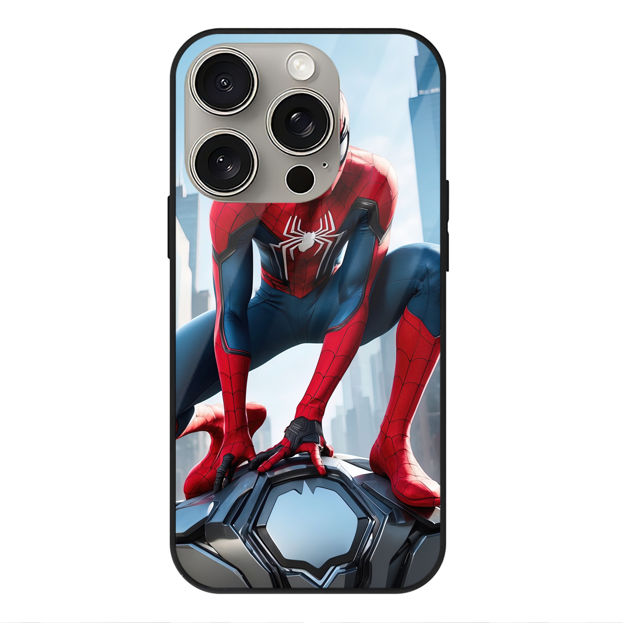 Spider Man スパイダーマン 【iPhone15Pro対応】スマホケース 耐衝撃＆黄変防止 背面ガラス