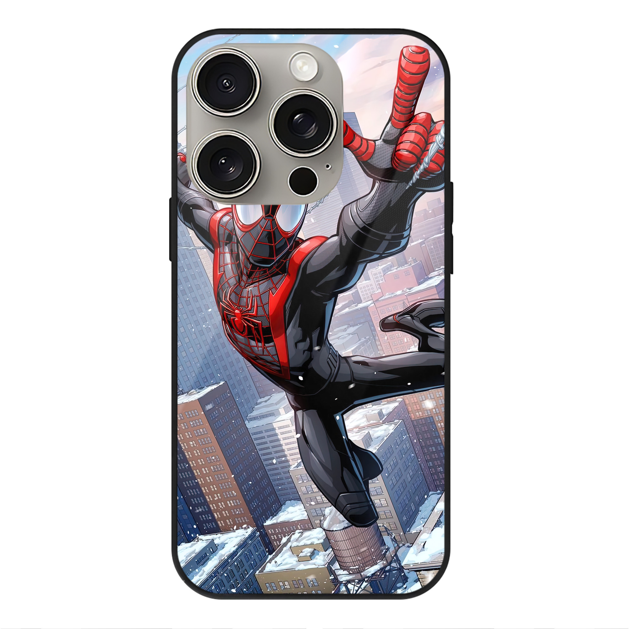 Spider Man スパイダーマン 【iPhone15Pro対応】スマホケース 耐衝撃＆黄変防止 背面ガラス