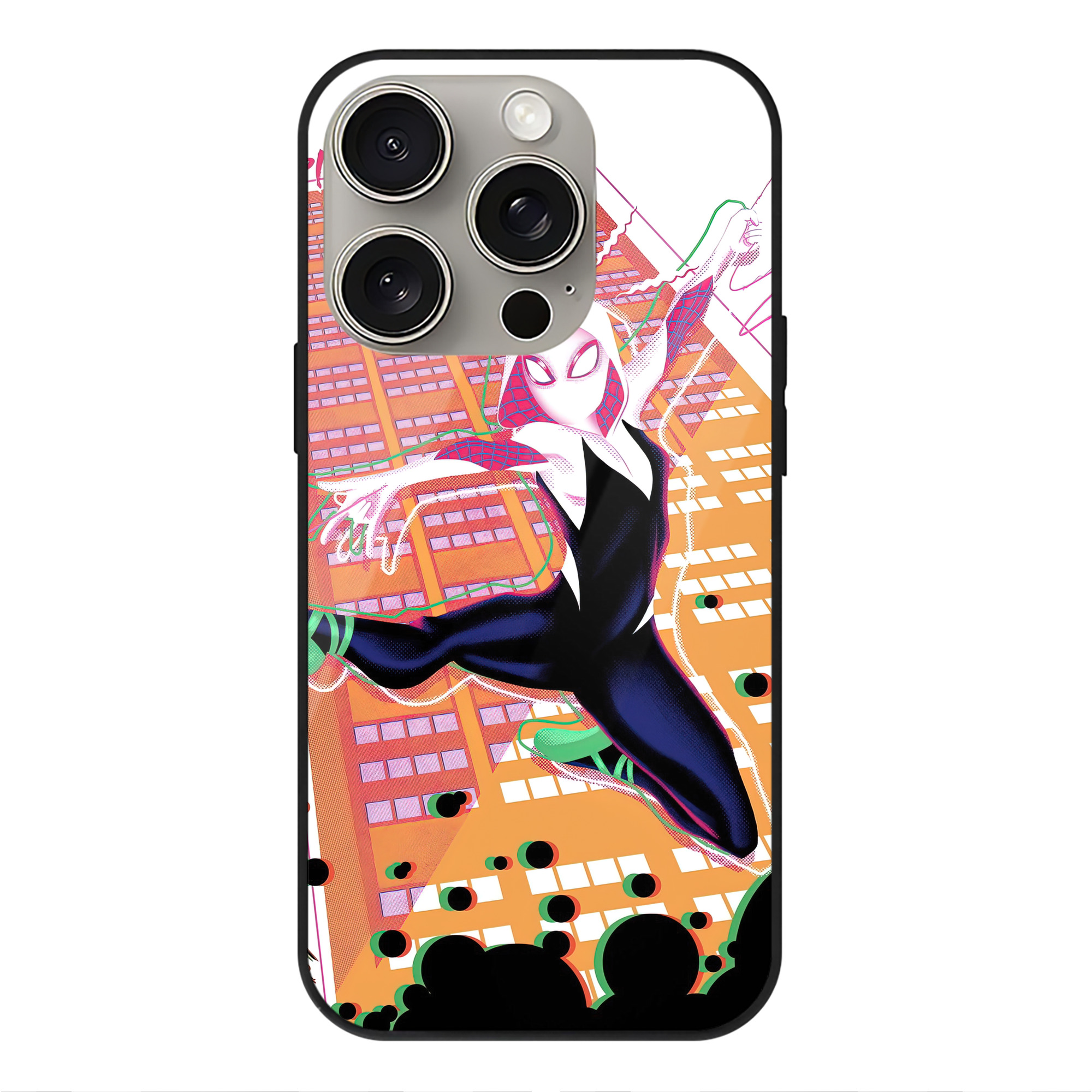 Spider Man スパイダーマン 【iPhone15Pro対応】スマホケース 耐衝撃＆黄変防止 背面ガラス
