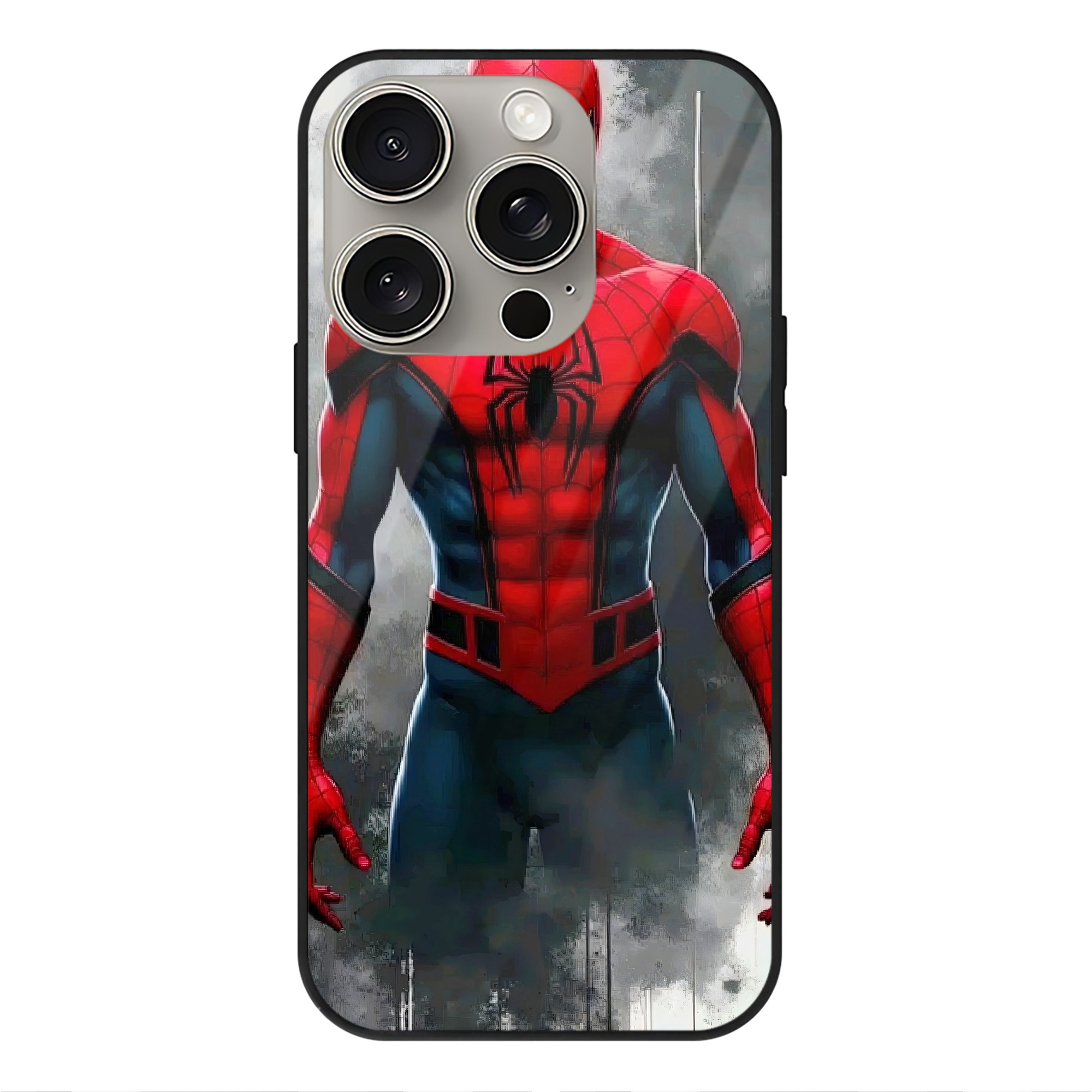 Spider Man スパイダーマン 【iPhone15Pro対応】スマホケース 耐衝撃＆黄変防止 背面ガラス