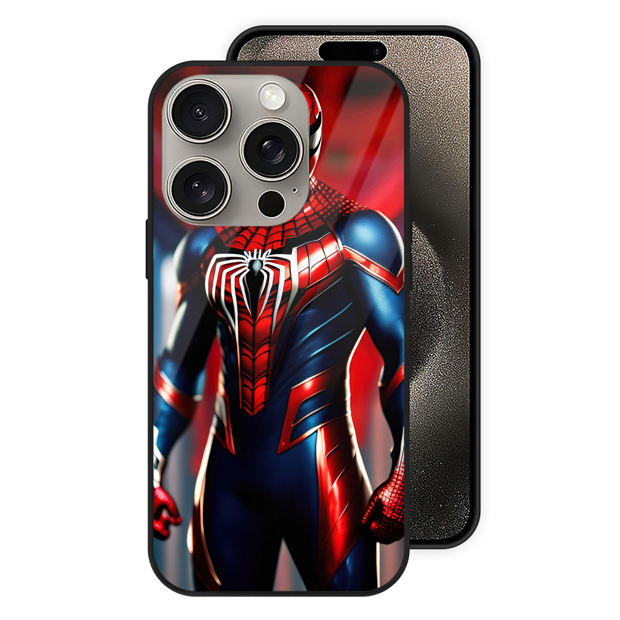 （画像用） Spider Man スパイダーマン 【iPhone15Pro対応】スマホケース 耐衝撃＆黄変防止 背面ガラス