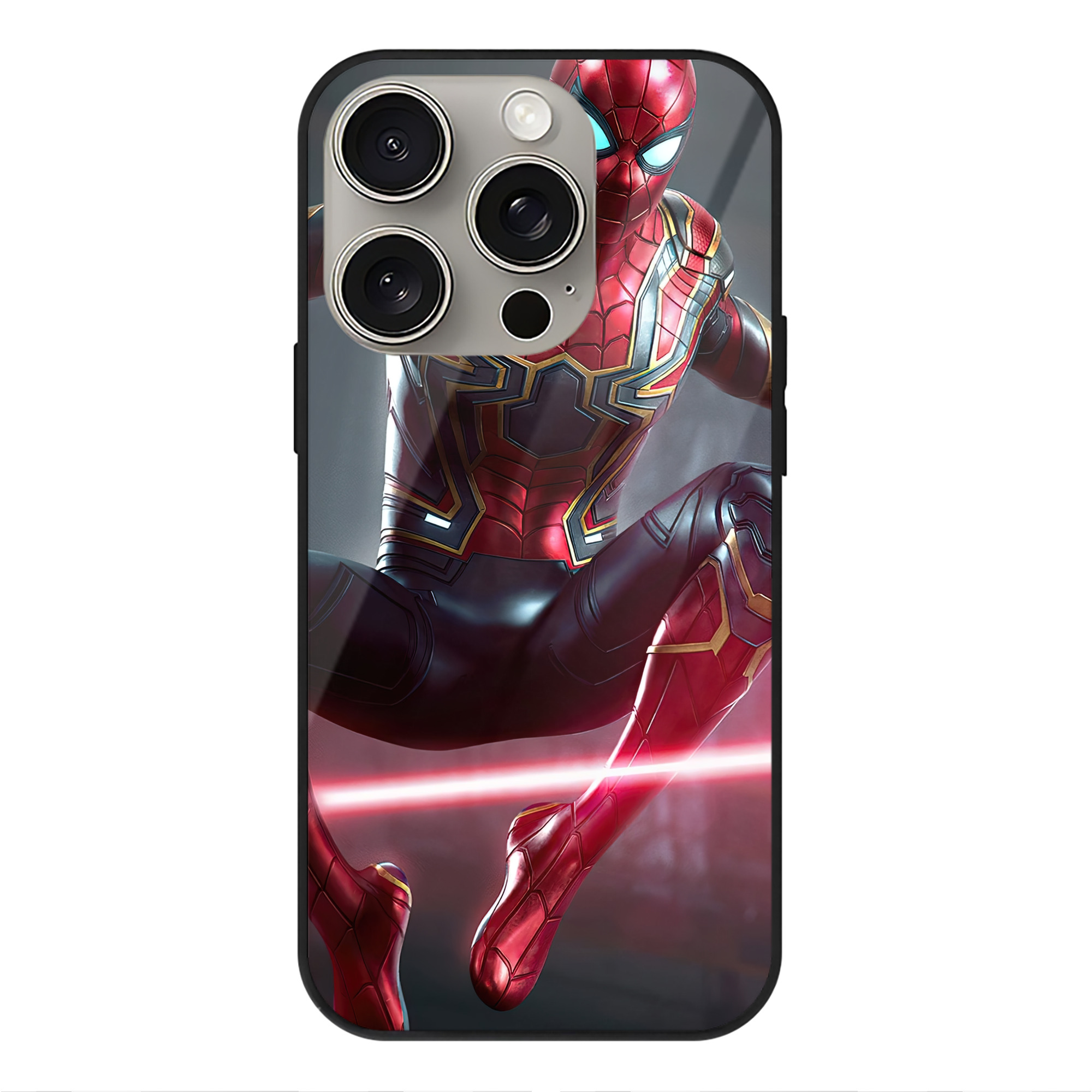 （画像用） Spider Man スパイダーマン 【iPhone15Pro対応】スマホケース 耐衝撃＆黄変防止 背面ガラス