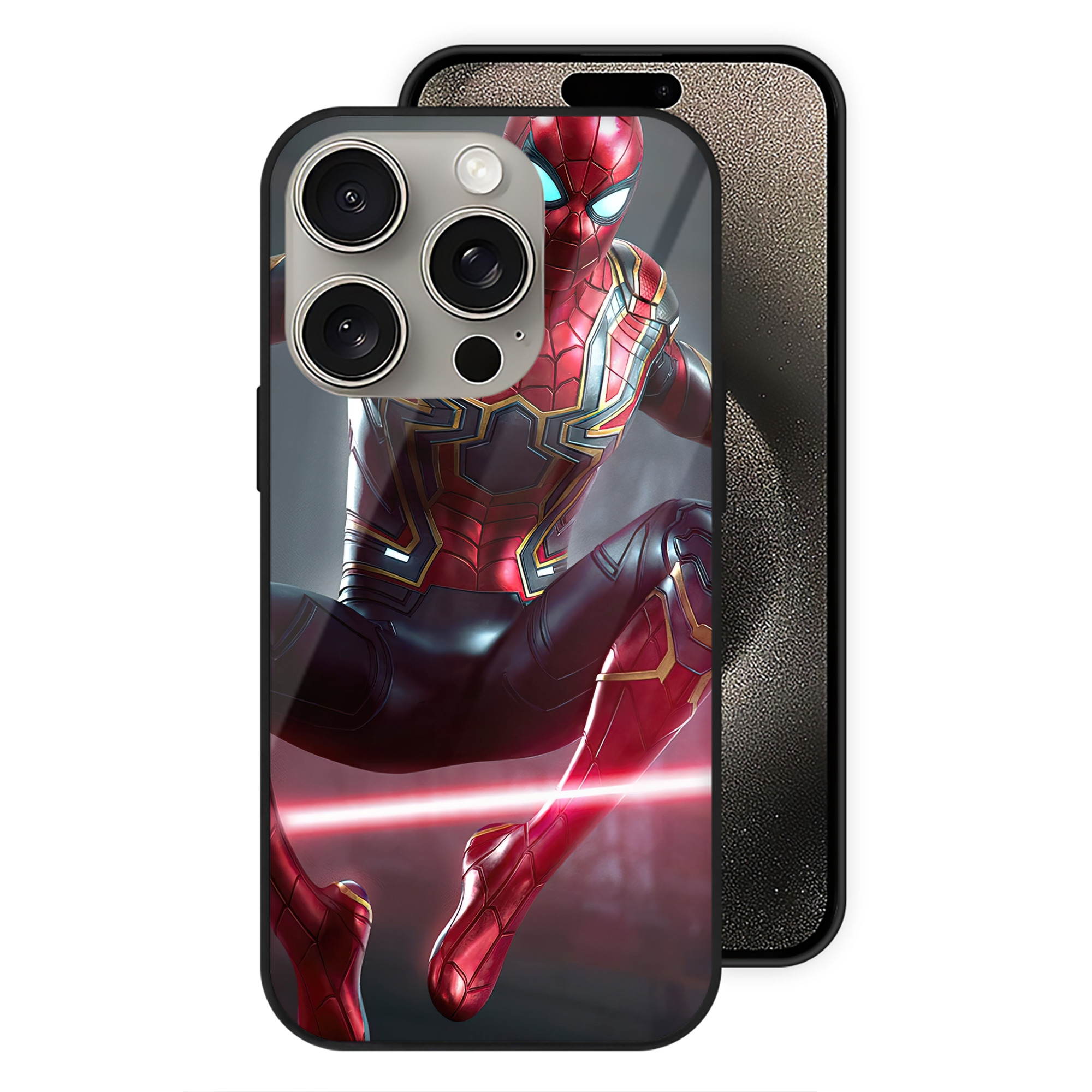 （画像用） Spider Man スパイダーマン 【iPhone15Pro対応】スマホケース 耐衝撃＆黄変防止 背面ガラス