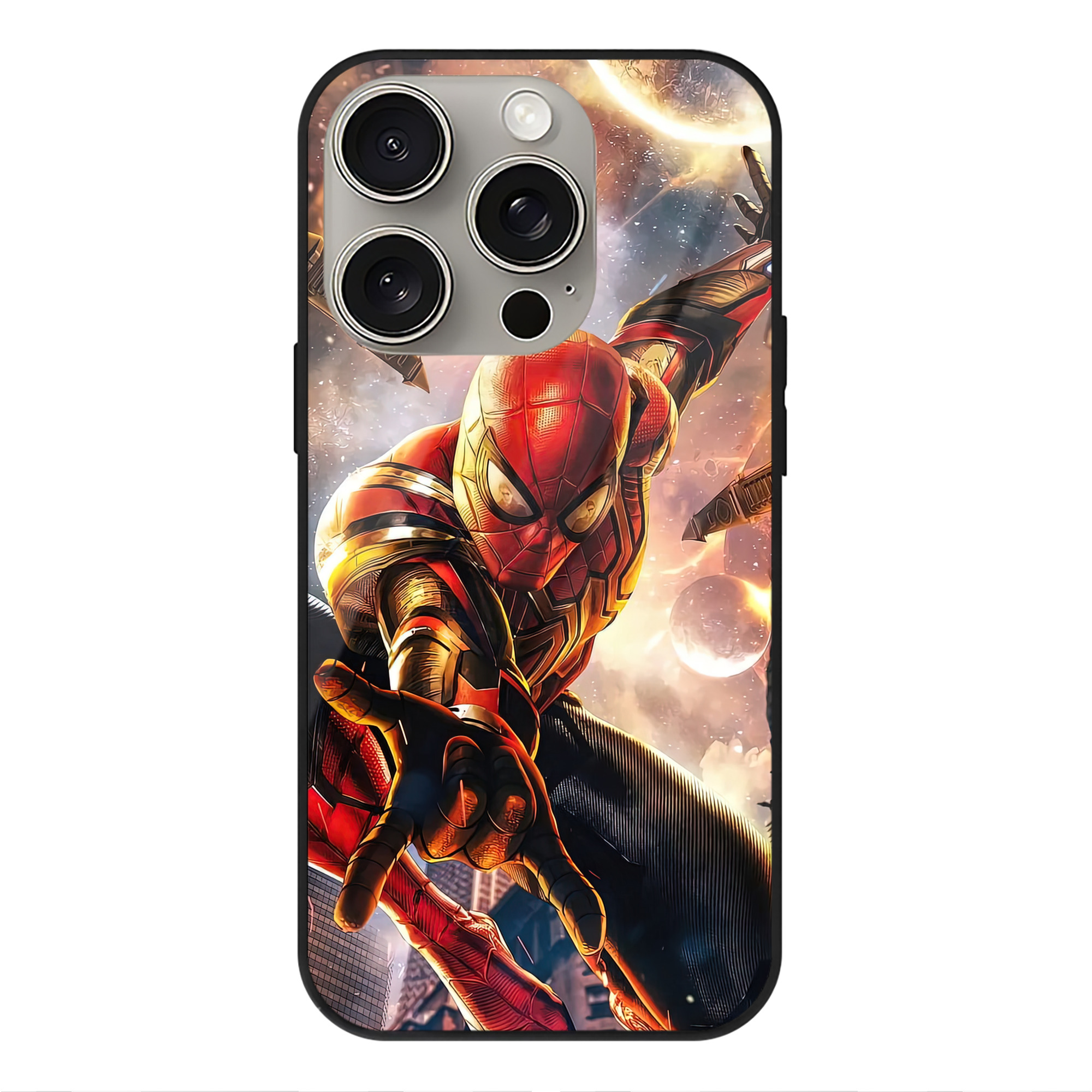 （画像用） Spider Man スパイダーマン 【iPhone15Pro対応】スマホケース 耐衝撃＆黄変防止 背面ガラス