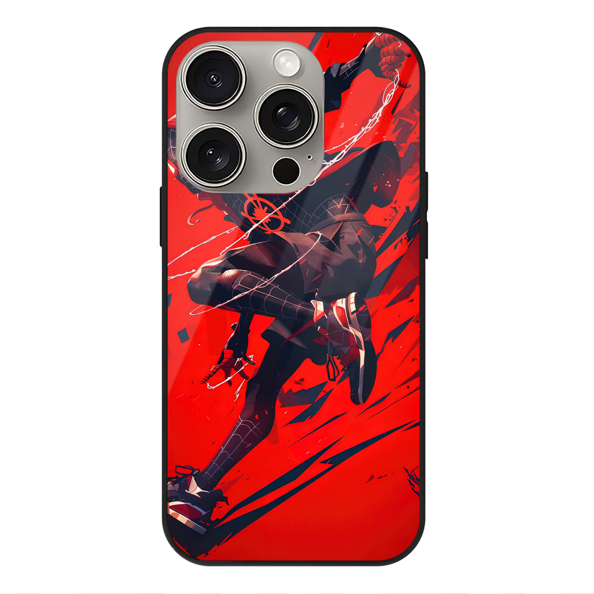 Spider Man スパイダーマン 【iPhone15Pro対応】スマホケース 耐衝撃＆黄変防止 背面ガラス