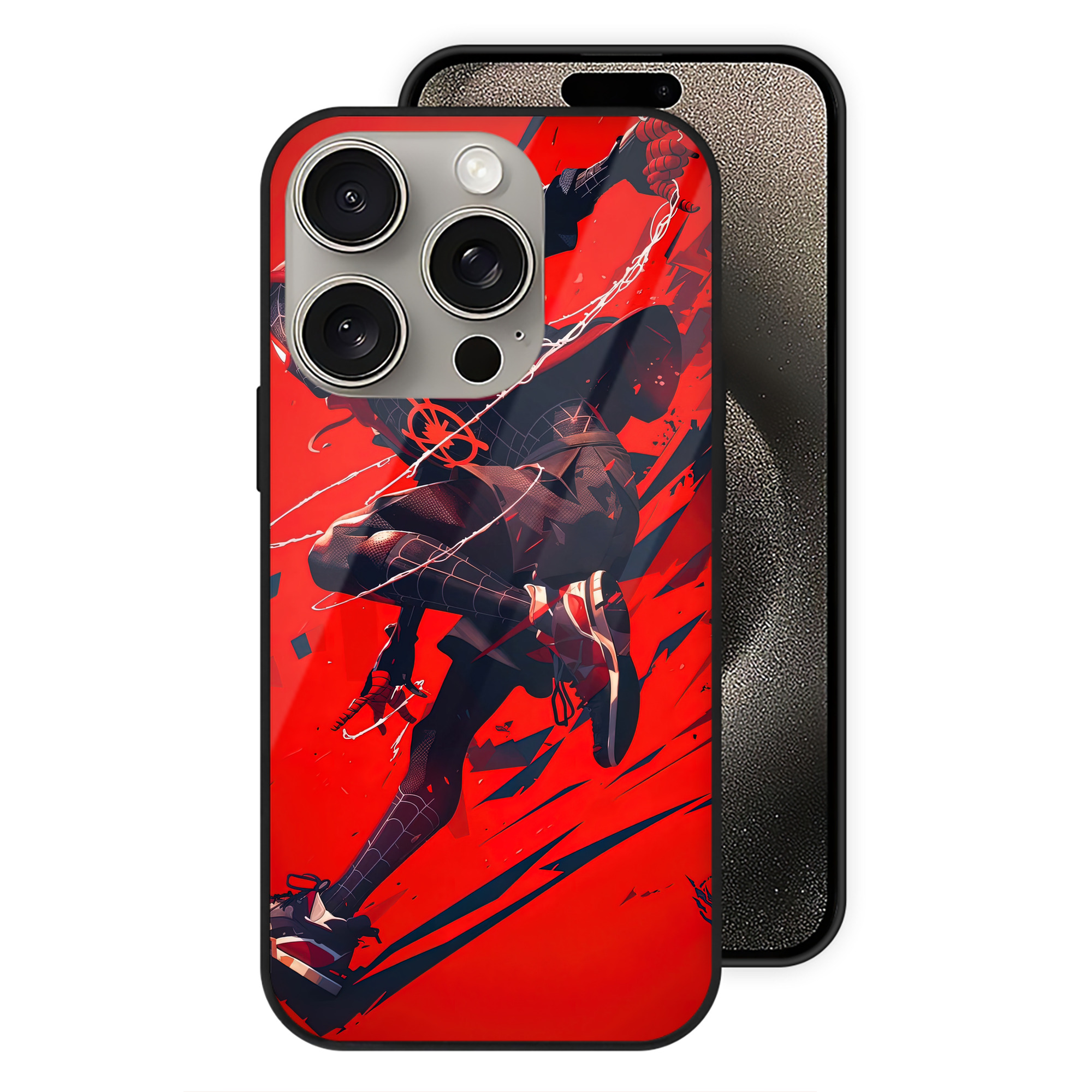Spider Man スパイダーマン 【iPhone15Pro対応】スマホケース 耐衝撃＆黄変防止 背面ガラス