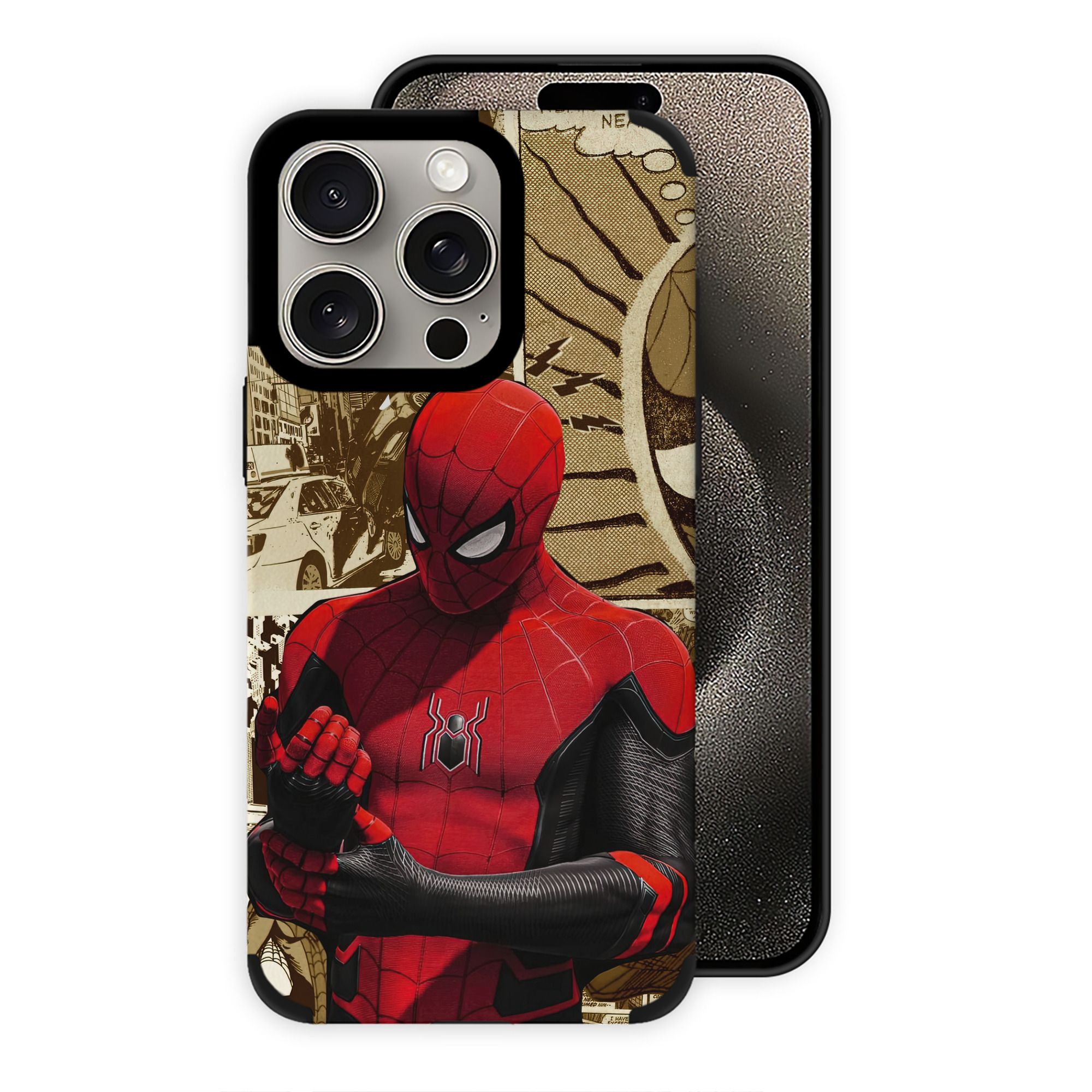 （画像用） Spider Man スパイダーマン 【iPhone15ProMax対応】 PUレザー スマホケース 耐衝撃＆黄変防止