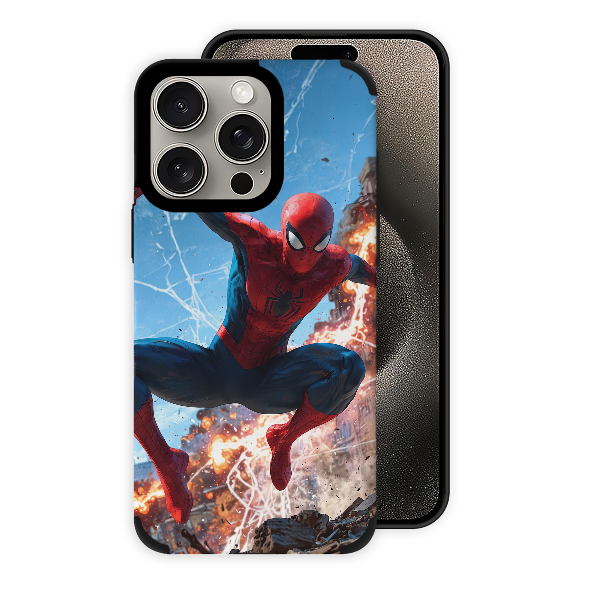（画像用） Spider Man スパイダーマン 【iPhone15ProMax対応】 PUレザー スマホケース 耐衝撃＆黄変防止