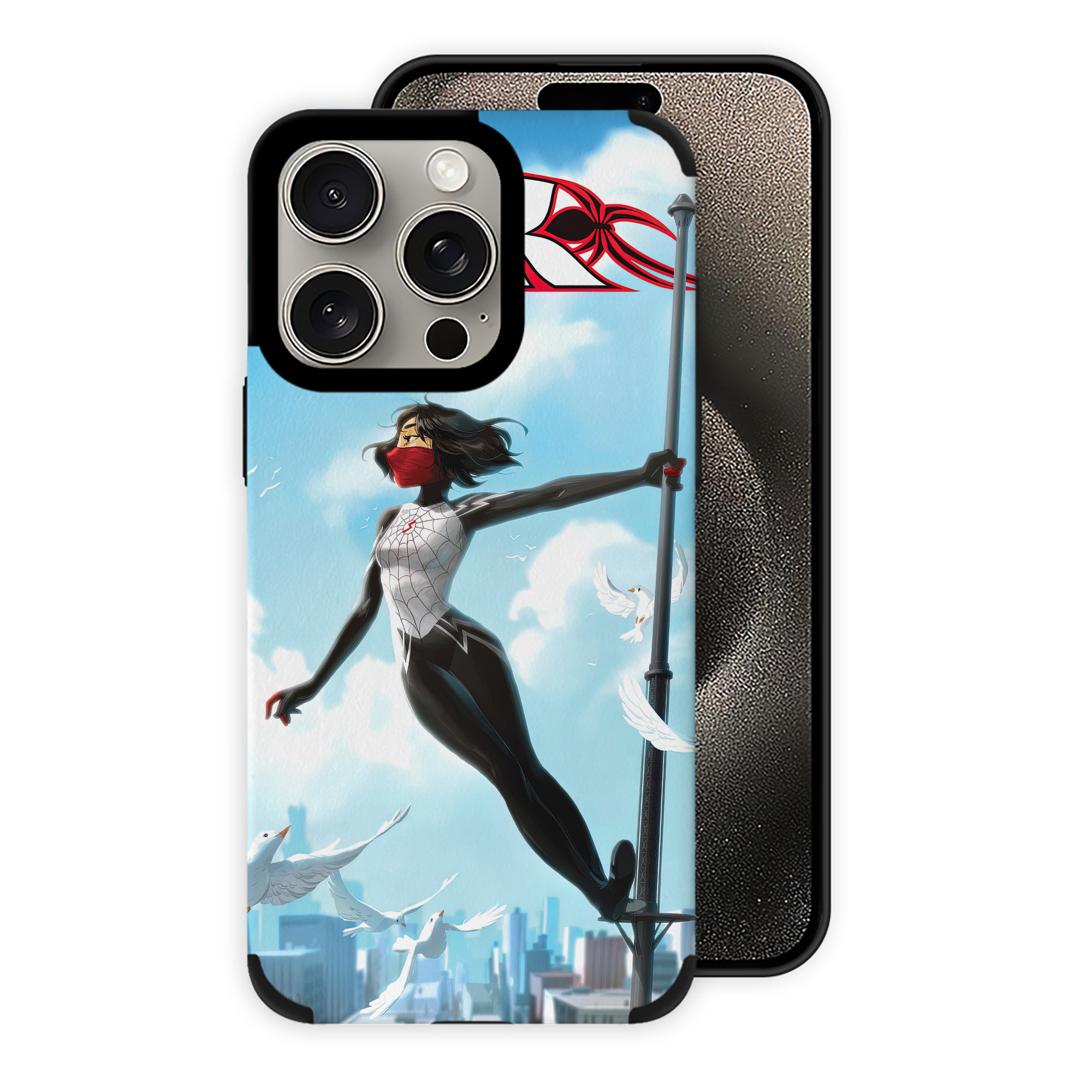 （画像用） Spider Man スパイダーマン 【iPhone15ProMax対応】 PUレザー スマホケース 耐衝撃＆黄変防止