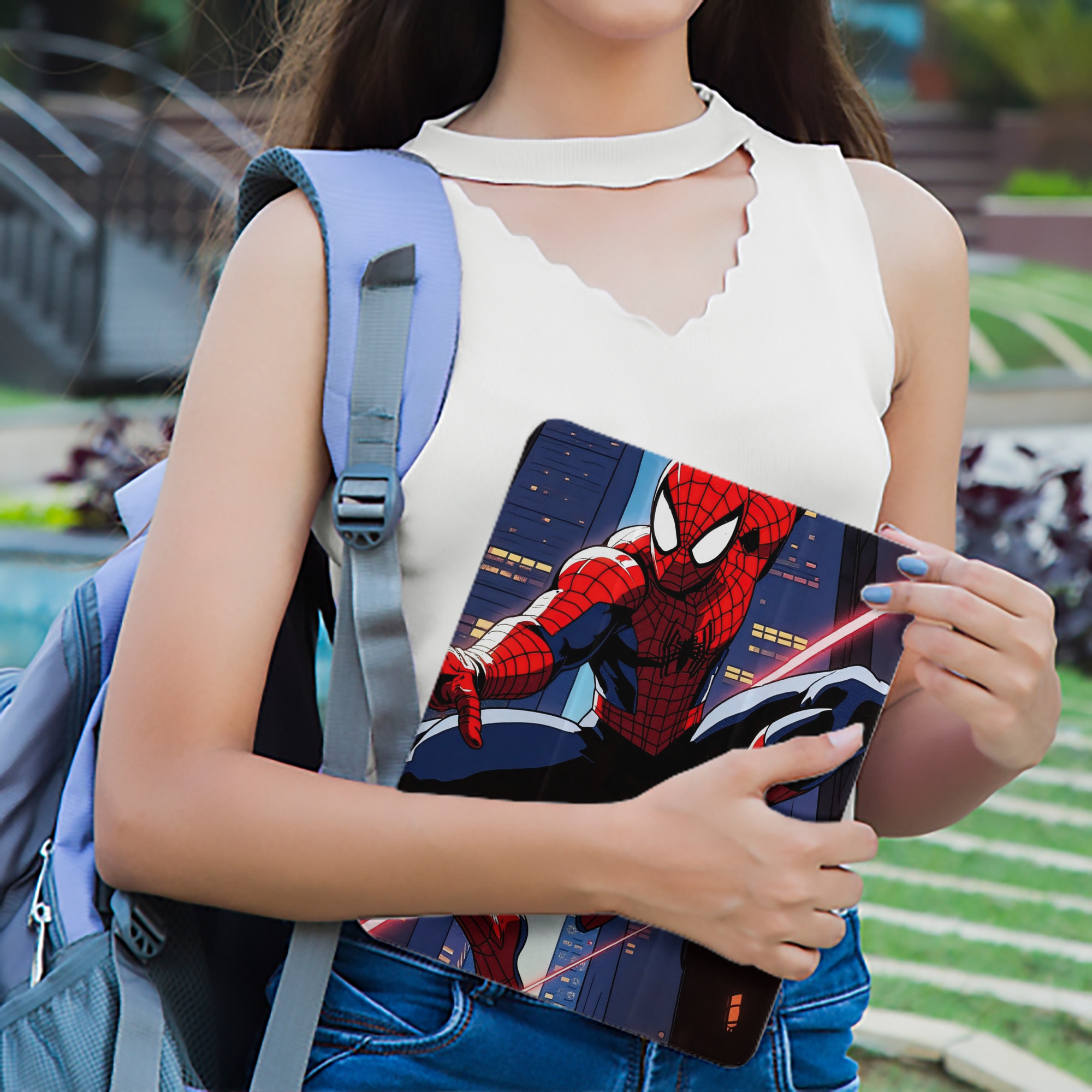 Spider Man スパイダーマン IPad ケース ペン収納付き 三つ折りスタンド PUレザー×シリコン 対応機種9.5/10.5/10.9インチ