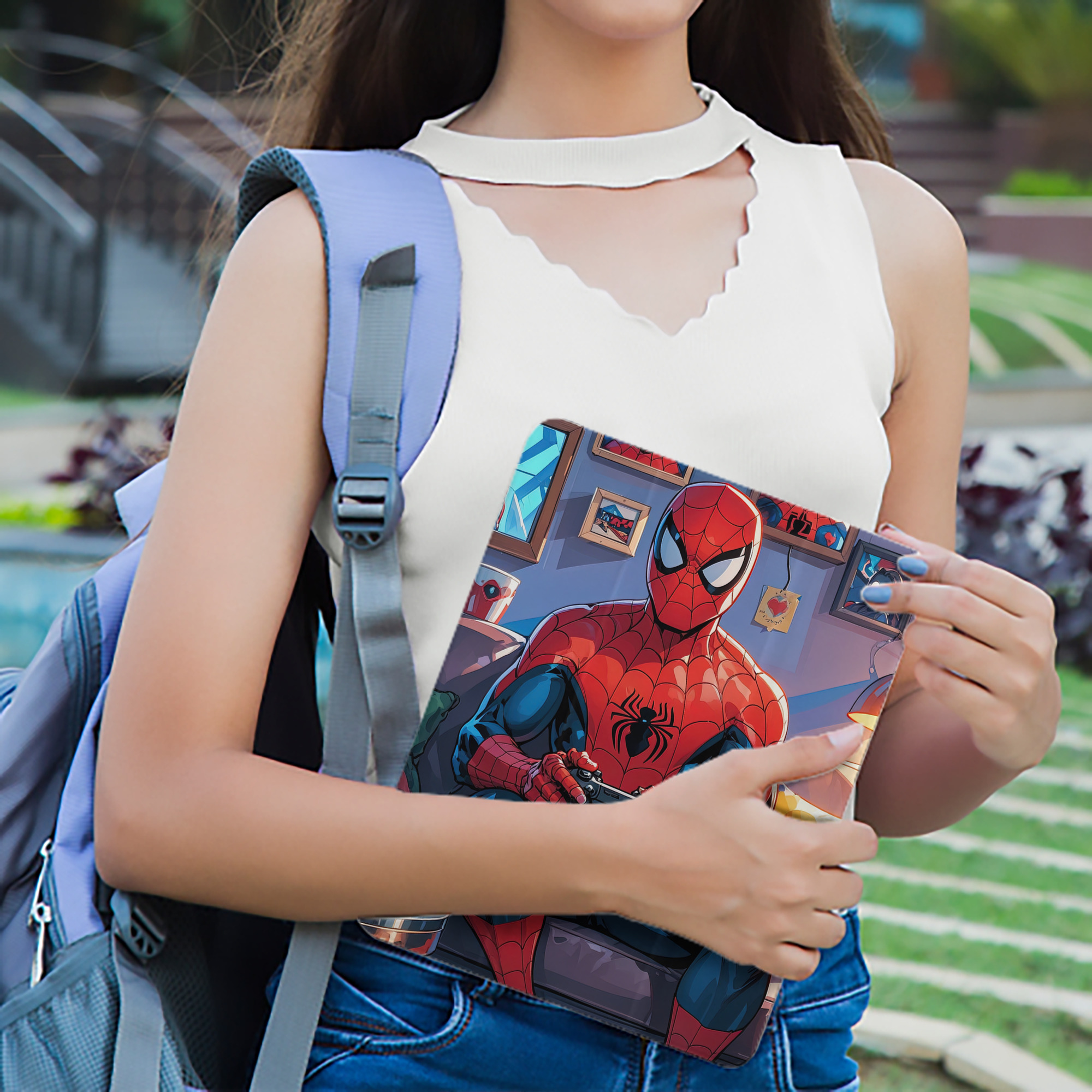 Spider Man スパイダーマン IPad ケース ペン収納付き 三つ折りスタンド PUレザー×シリコン 対応機種9.5/10.5/10.9インチ