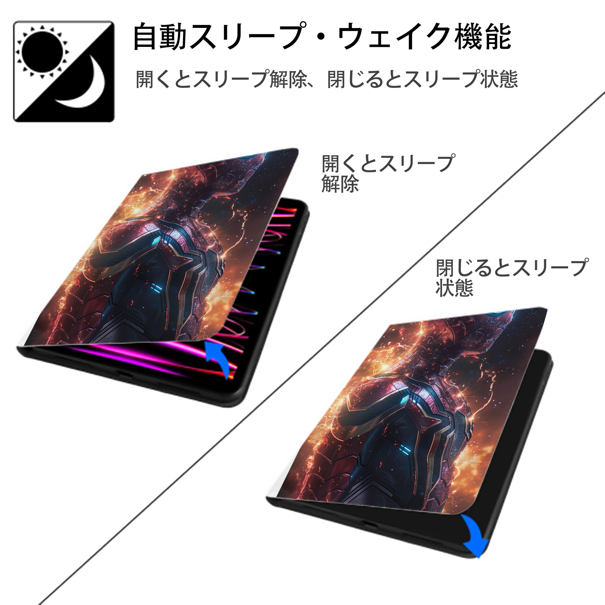 Spider Man スパイダーマン IPad ケース ペン収納付き 三つ折りスタンド PUレザー×シリコン 対応機種9.5/10.5/10.9インチ